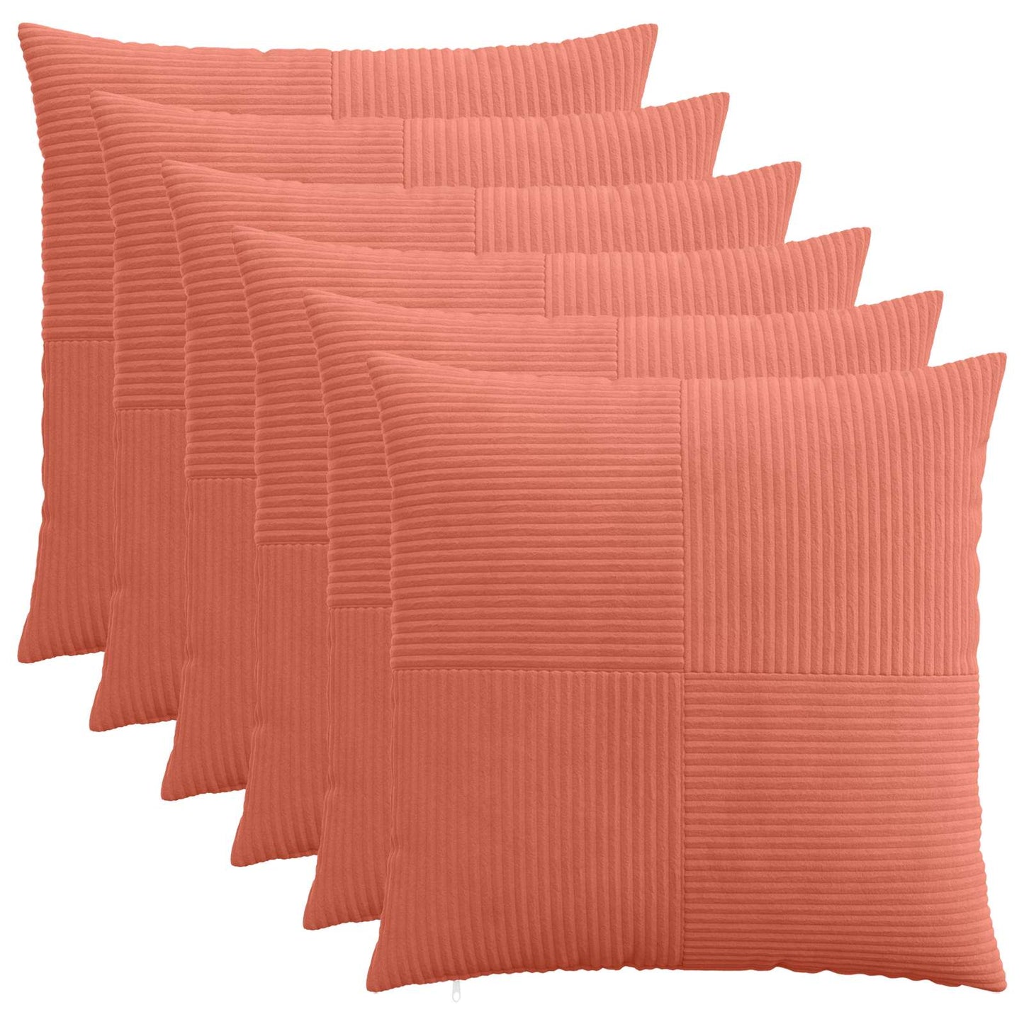 Pudebetræk 6 pcs ALMELO Rød orange 70 x 70 cm cordfløjl