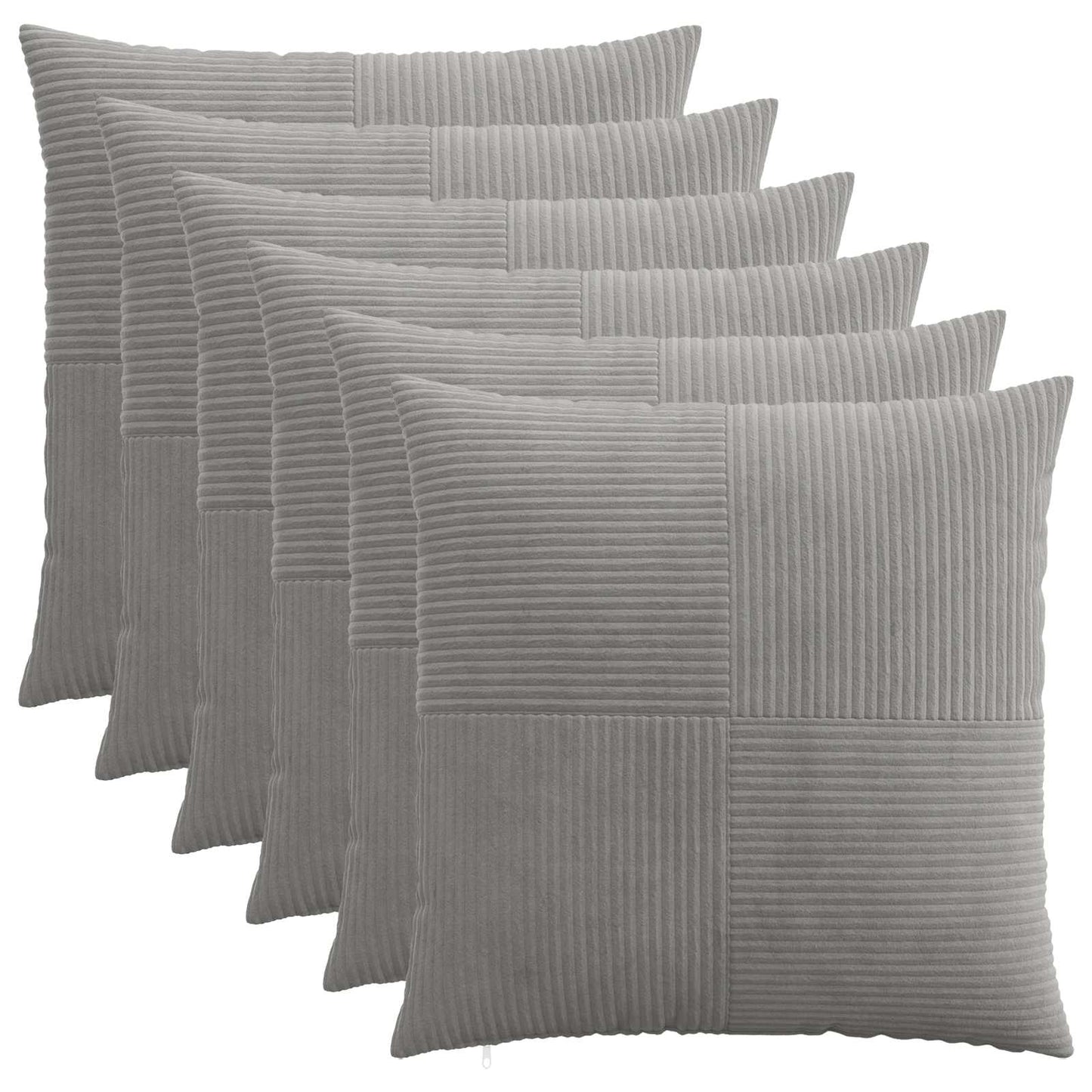 Pudebetræk 6 pcs ALMELO Lysegrå 80 x 80 cm cordfløjl