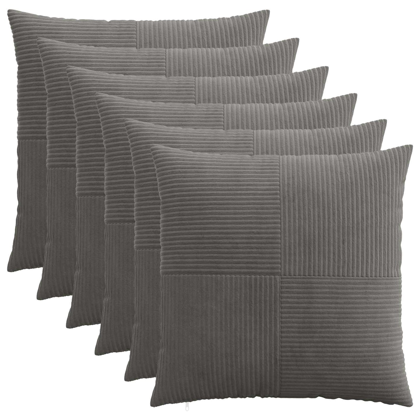 Pudebetræk 6 pcs ALMELO Mørkegrå 80 x 80 cm cordfløjl
