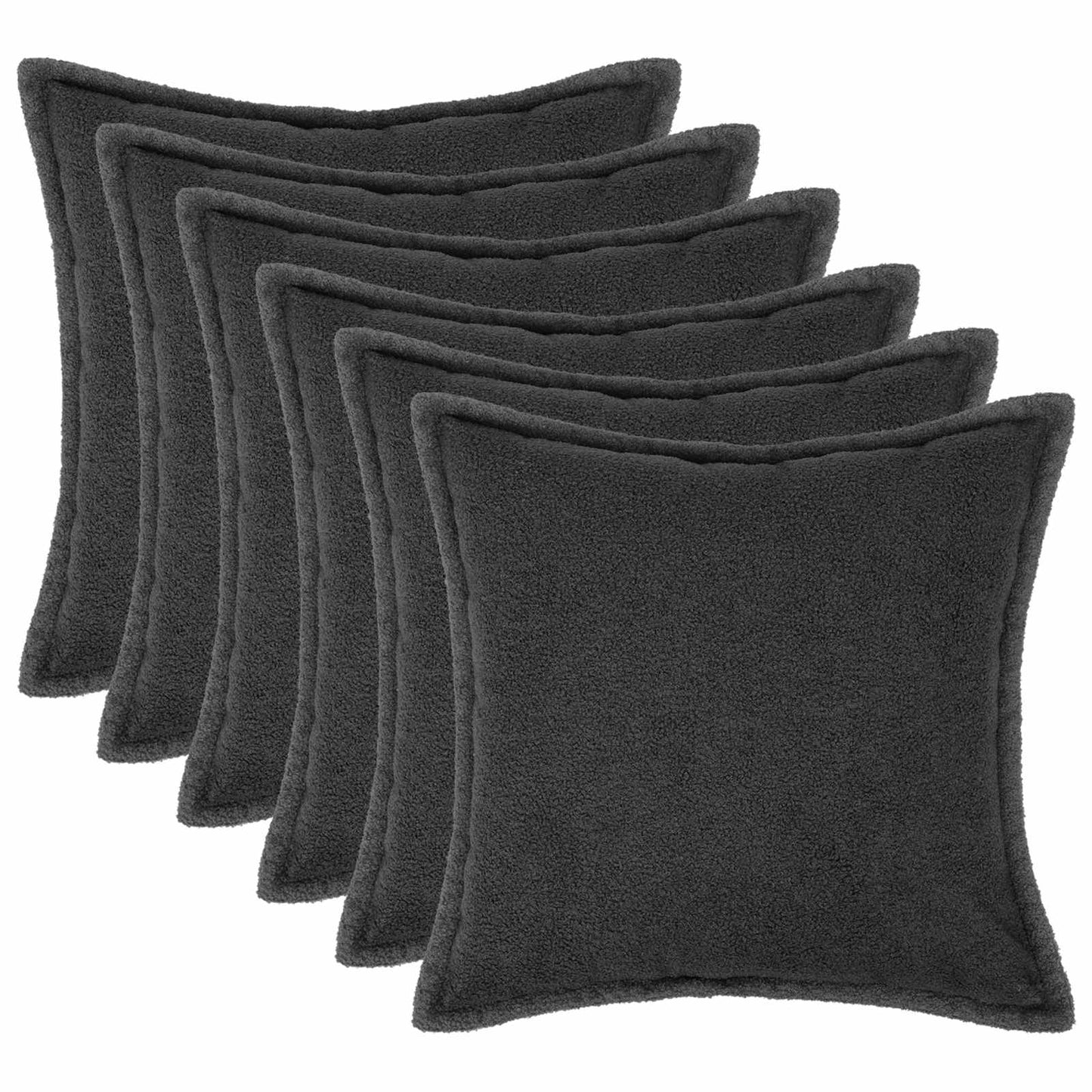 Pudebetræk 6 pcs HOUTEN Mørkegrå 30 x 30 cm Bouclé