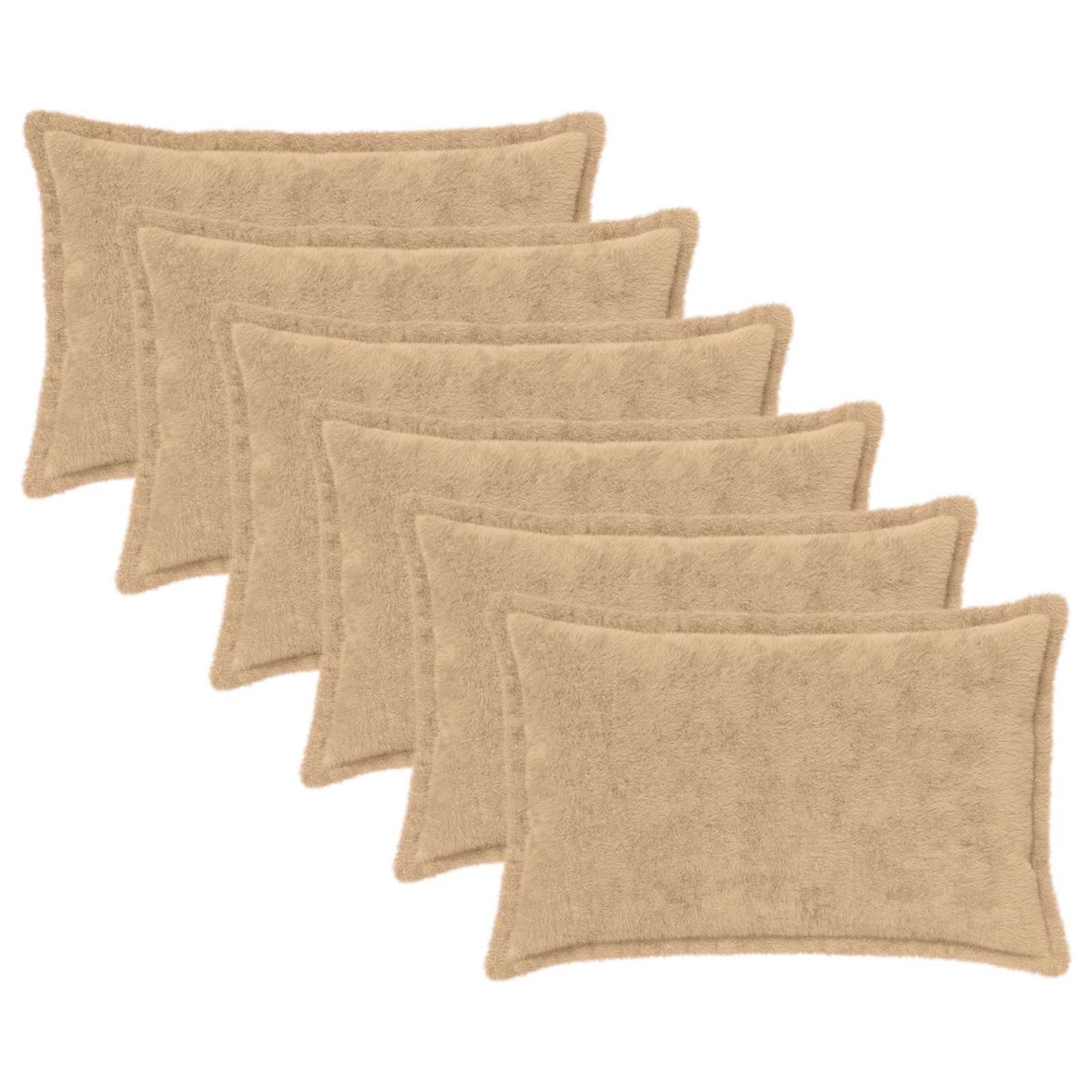 Pudebetræk 6 stk. HOUTEN Cremefarvet 30 x 50 cm Faux Kanin Pels