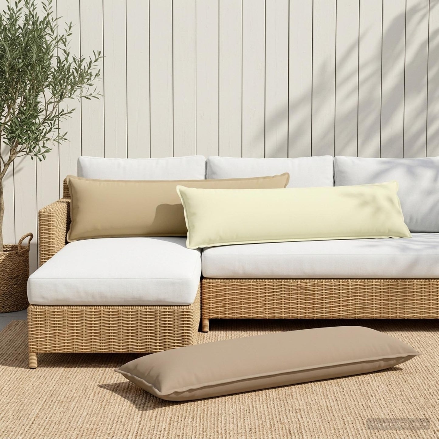 Pudebetræk 2 stk. HOUTEN Cremefarvet 40 x 145 cm Polyester