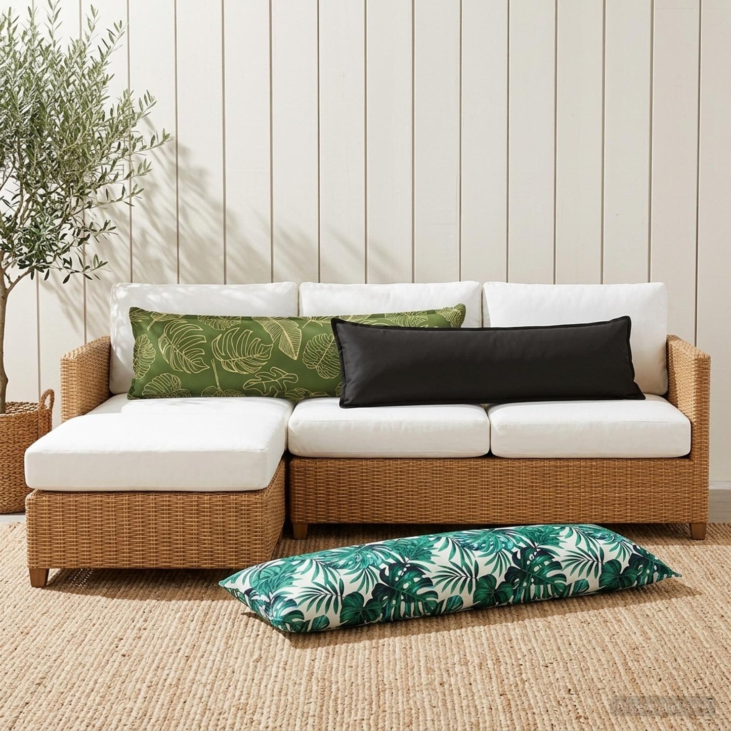 Pudebetræk 2 stk. HOUTEN Bladmønster 40 x 145 cm Polyester