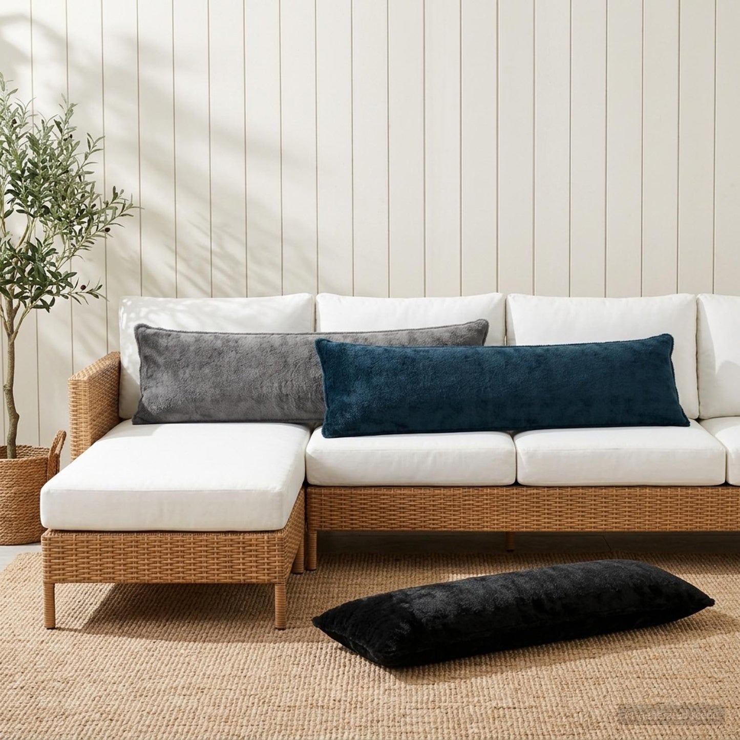 Pudebetræk HOUTEN Mørkegrå 40 x 145 cm Faux Kanin Pels