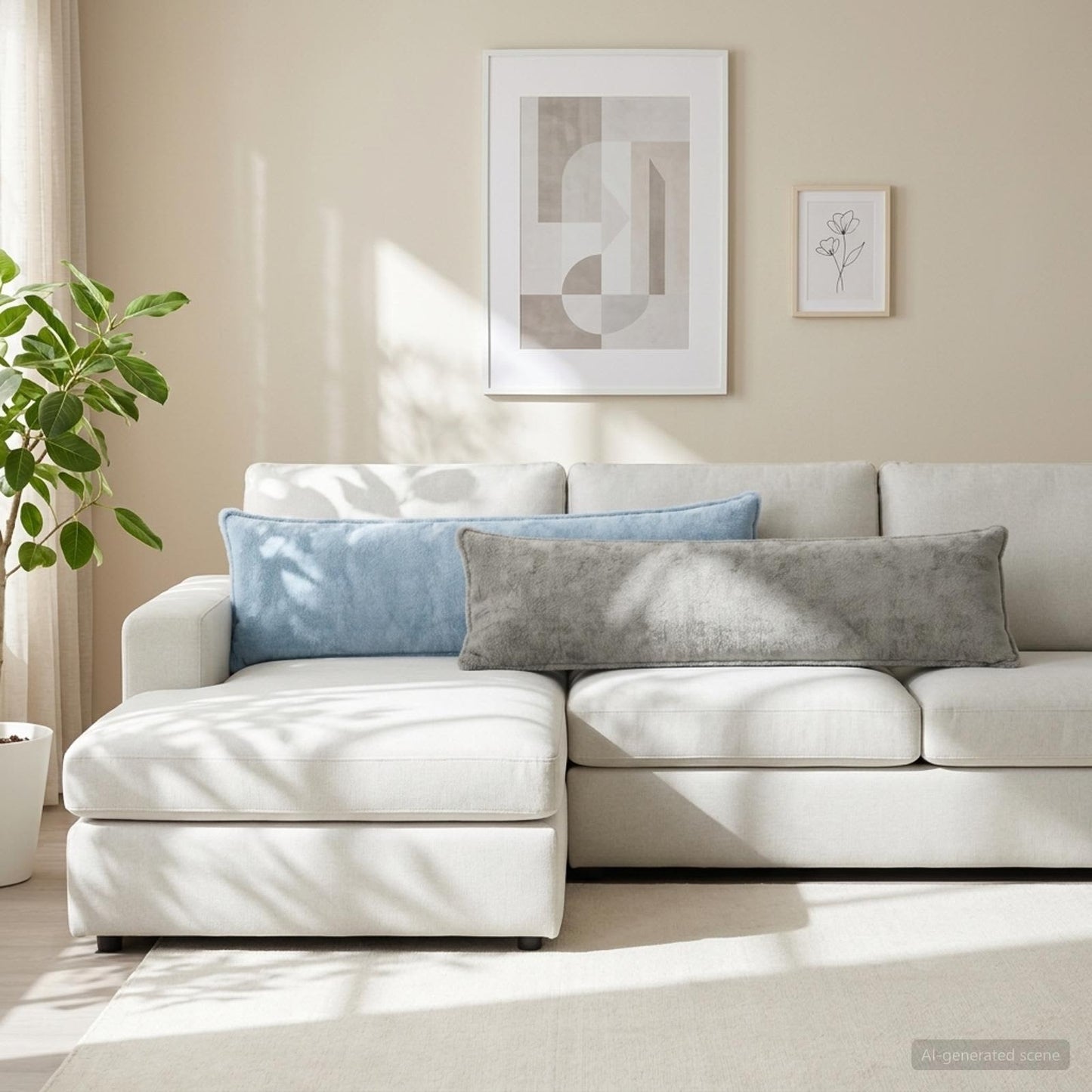Pudebetræk HOUTEN Lysegrå 40 x 145 cm Faux Kanin Pels