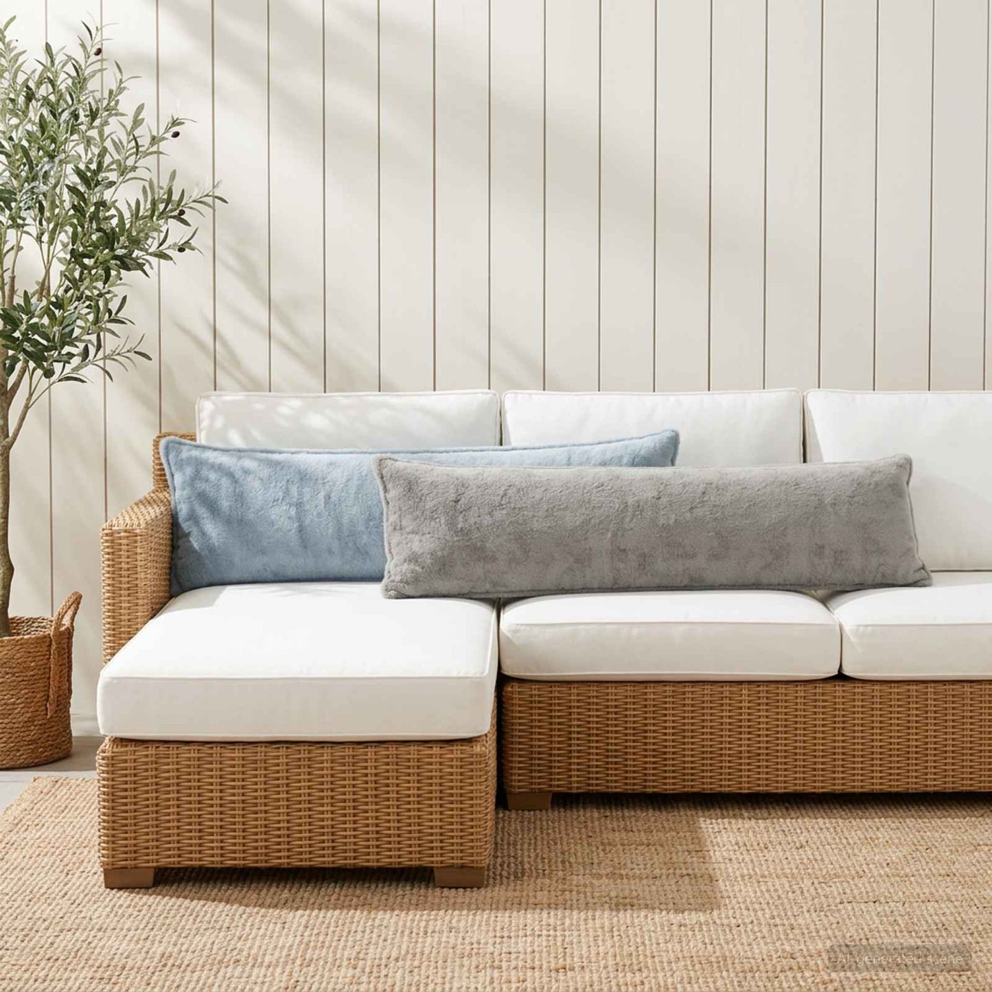 Pudebetræk HOUTEN Lysegrå 40 x 145 cm Faux Kanin Pels