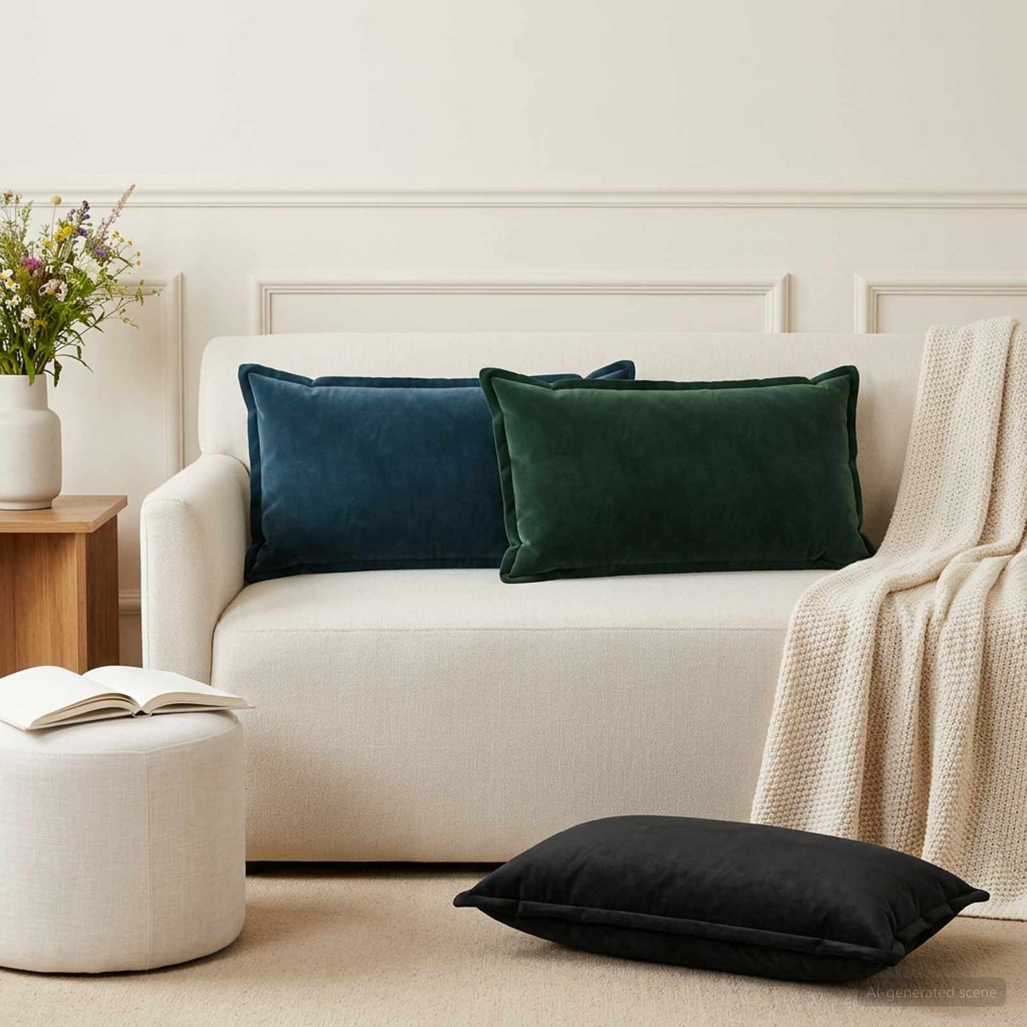 Pudebetræk 6 pcs HOUTEN Blå 40 x 70 cm Fløjl