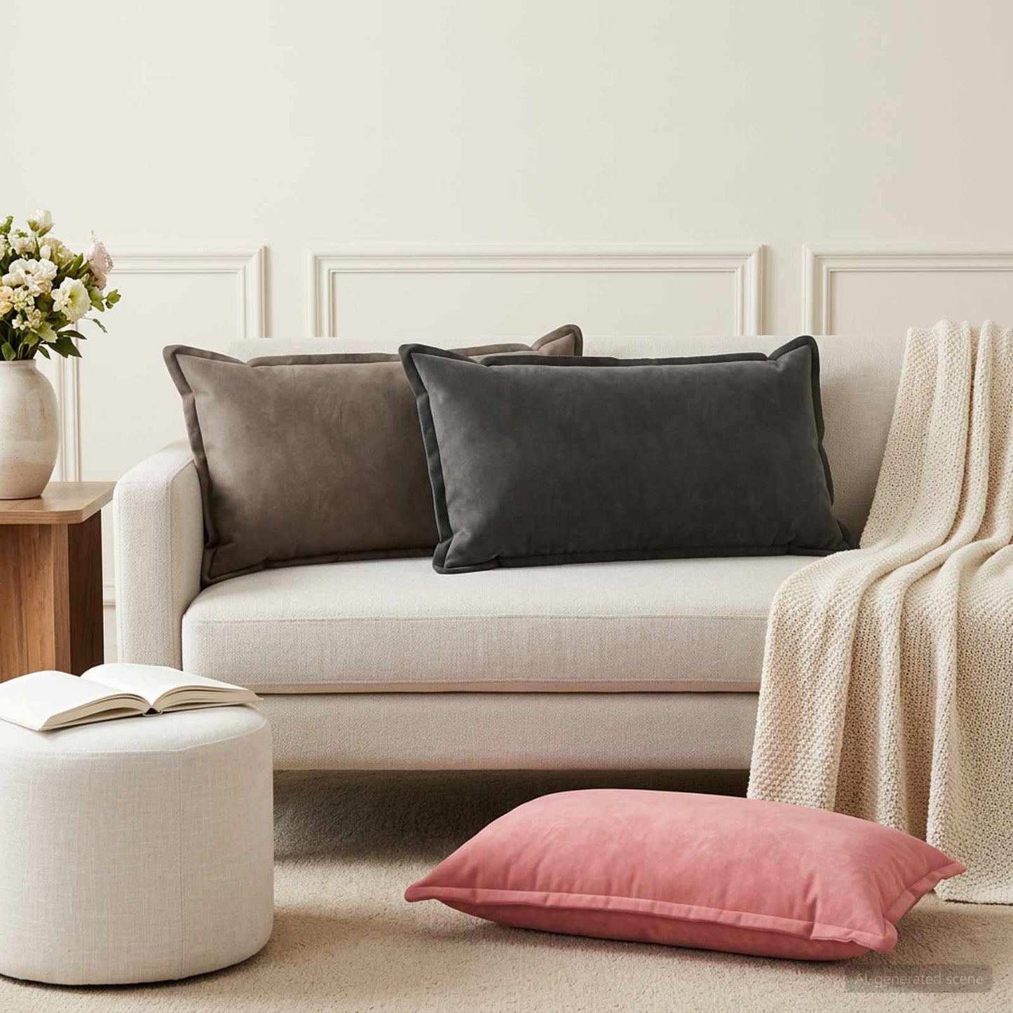 Pudebetræk 2 pcs HOUTEN Lyserød 40 x 70 cm Fløjl
