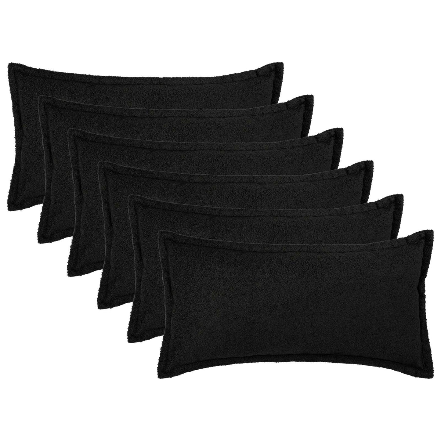 Pudebetræk 6 pcs HOUTEN Sort 40 x 70 cm Bouclé