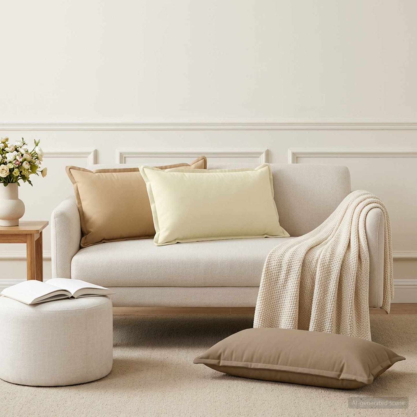 Pudebetræk 2 stk. HOUTEN Beige 40 x 70 cm Polyester
