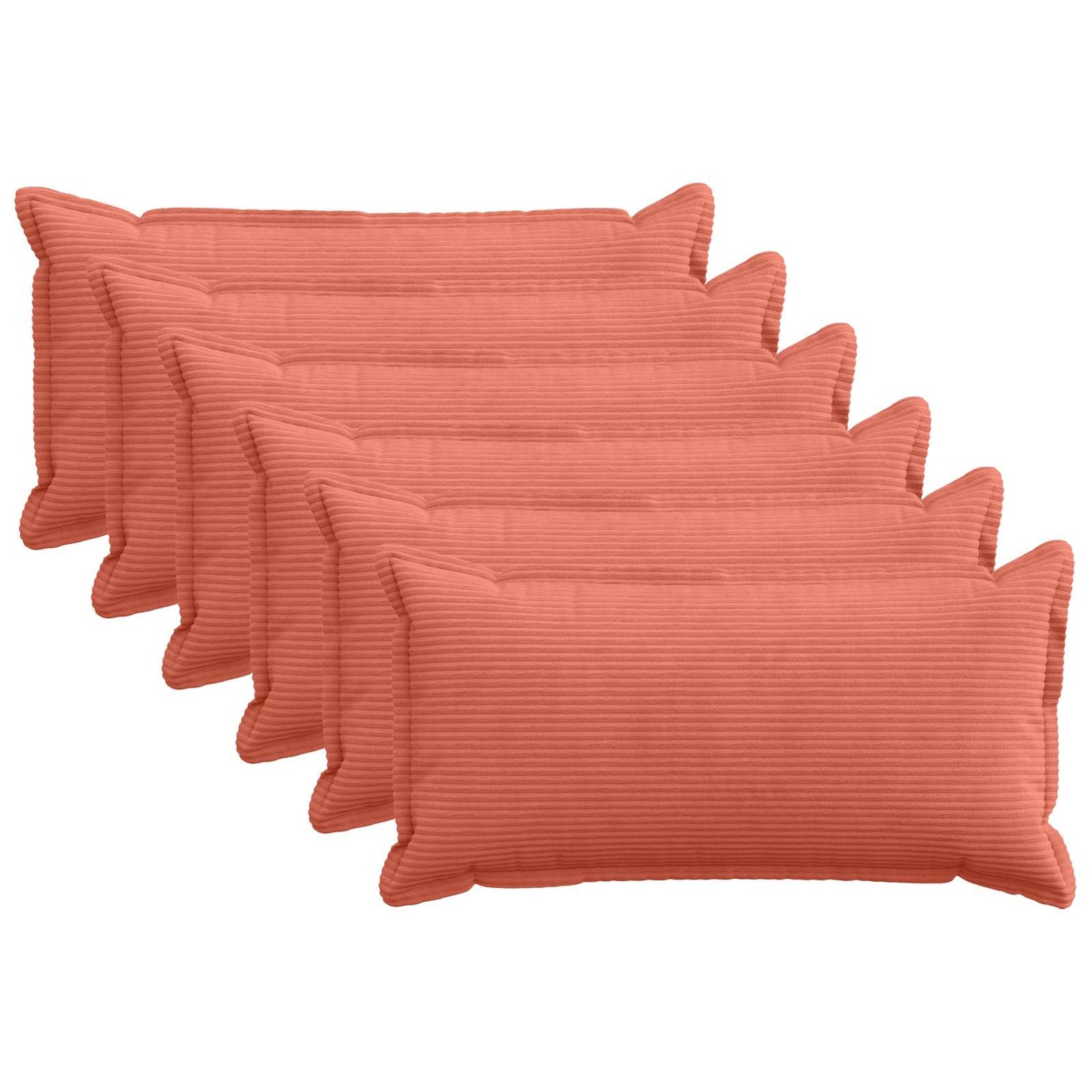 Pudebetræk 6 stk. HOUTEN Rød orange 40 x 80 cm cordfløjl
