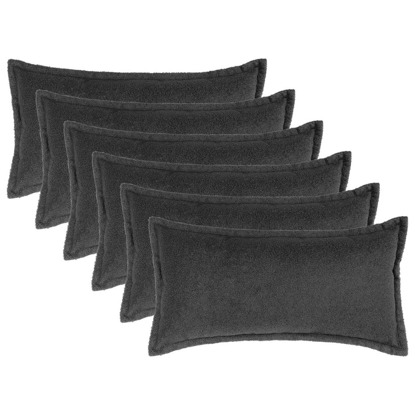 Pudebetræk 6 pcs HOUTEN Mørkegrå 40 x 80 cm Bouclé