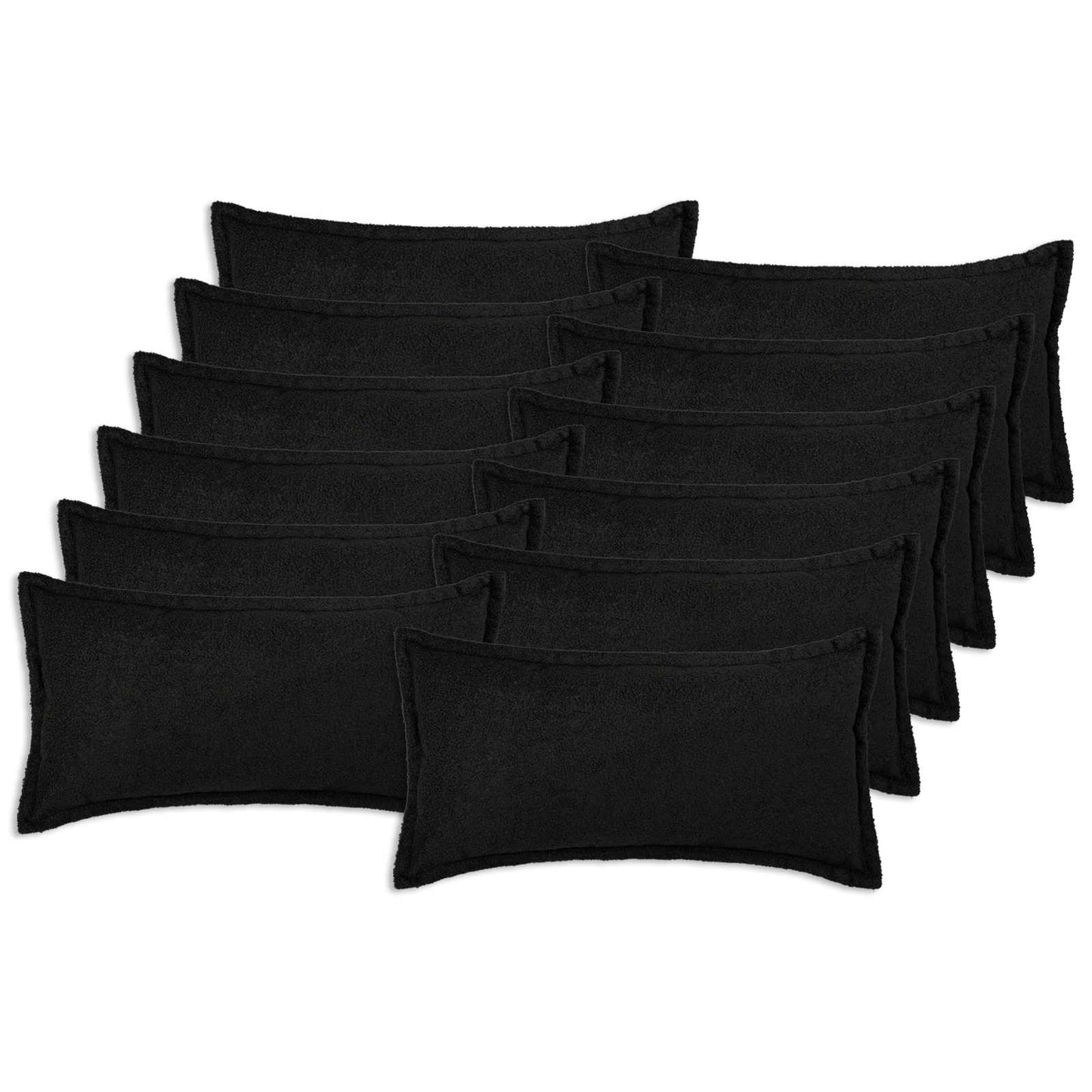 Pudebetræk 12 pcs HOUTEN Sort 40 x 80 cm Bouclé
