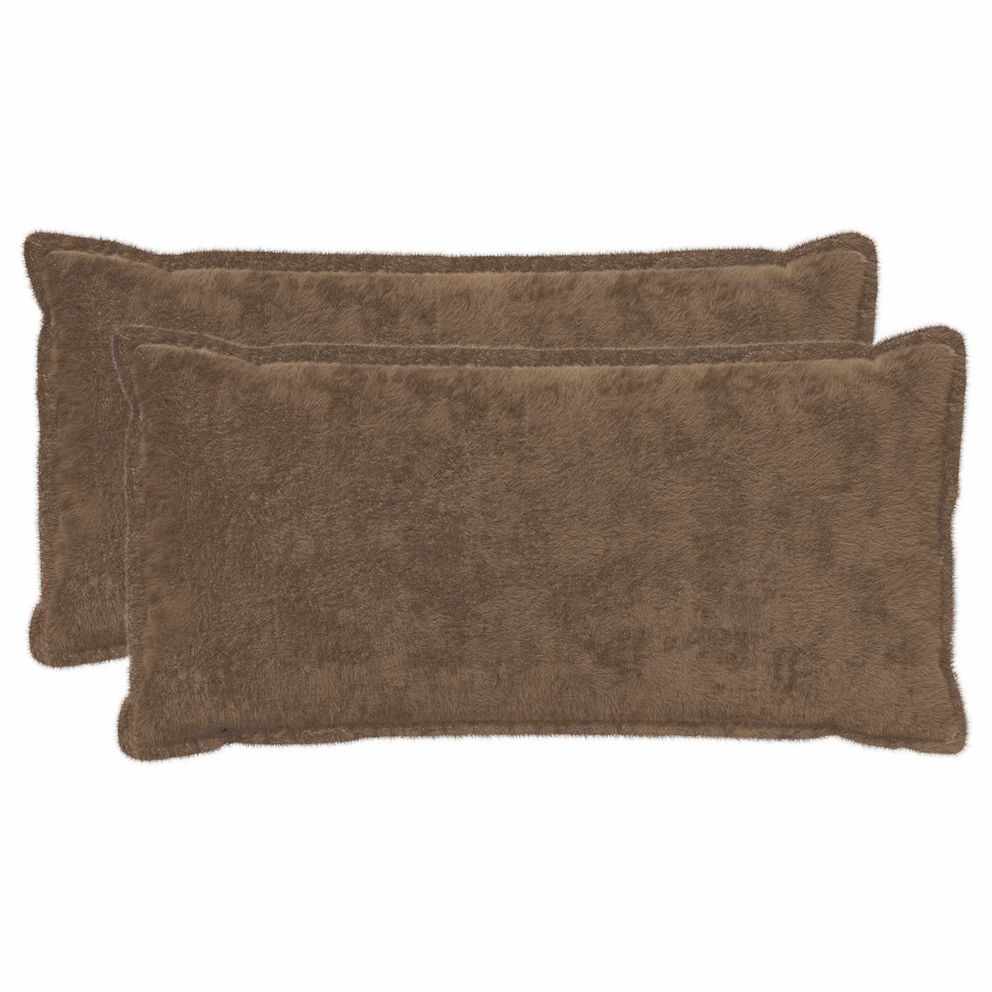Pudebetræk 2 stk. HOUTEN Lys Brun 40 x 80 cm Faux Kanin Pels