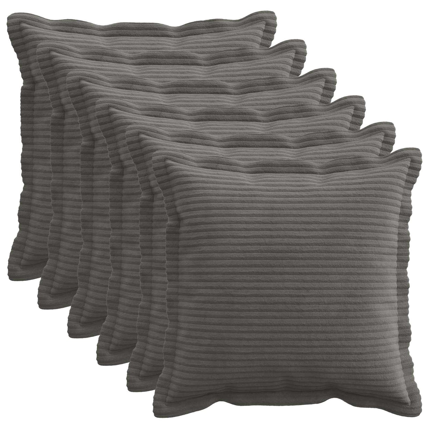 Pudebetræk 6 stk. HOUTEN Mørkegrå 45 x 45 cm cordfløjl