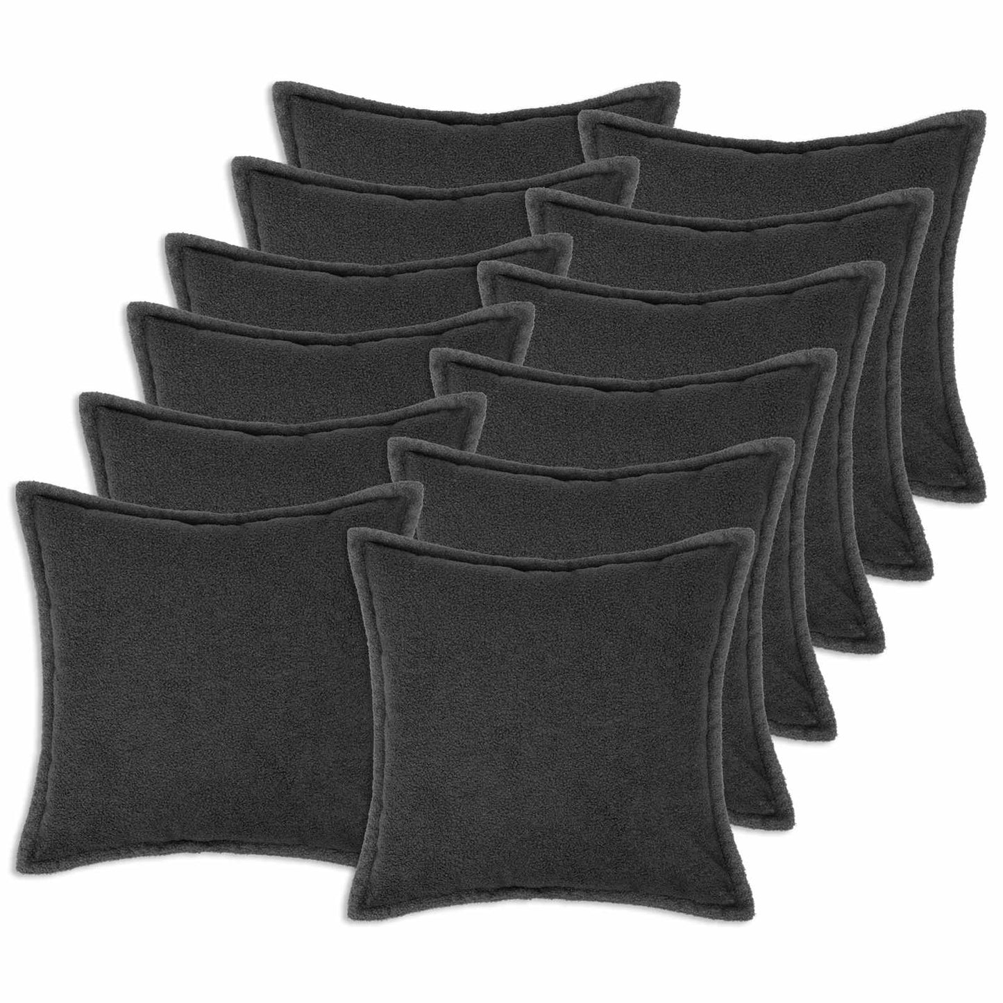 Pudebetræk 12 pcs HOUTEN Mørkegrå 45 x 45 cm Bouclé
