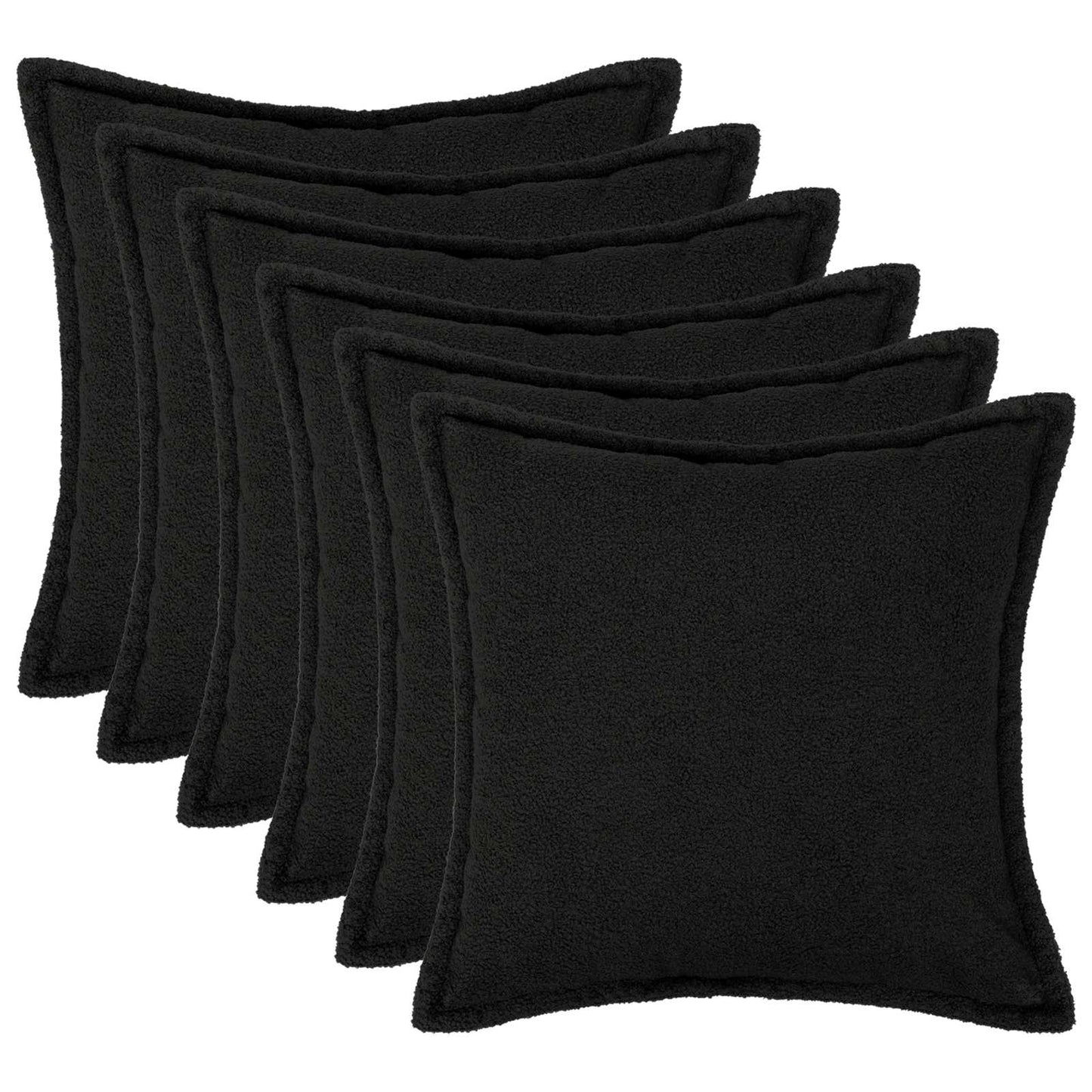 Pudebetræk 6 pcs HOUTEN Sort 45 x 45 cm Bouclé