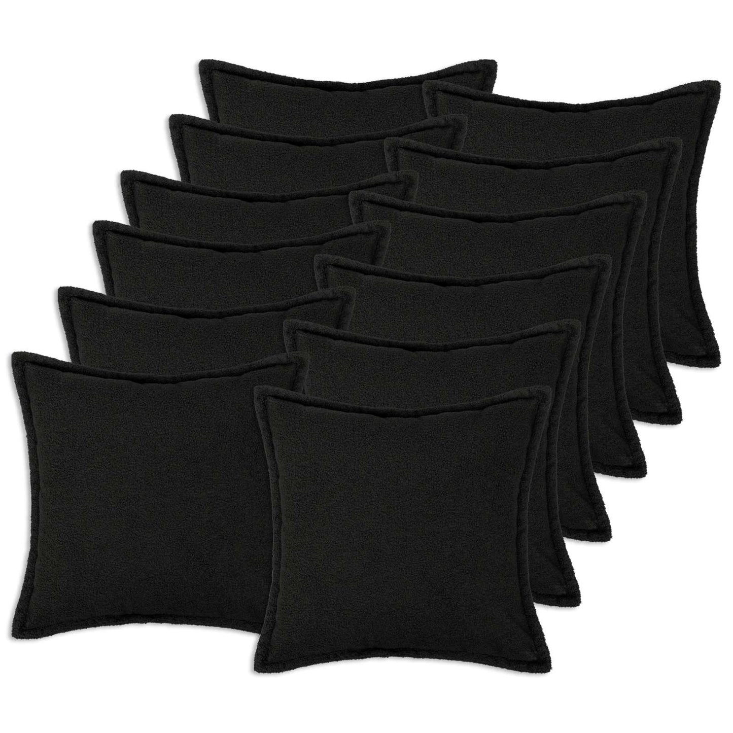 Pudebetræk 12 pcs HOUTEN Sort 45 x 45 cm Bouclé