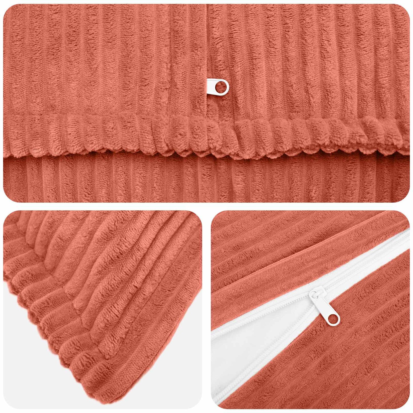 Pudebetræk 12 stk. HOUTEN Rød orange 50 x 50 cm cordfløjl