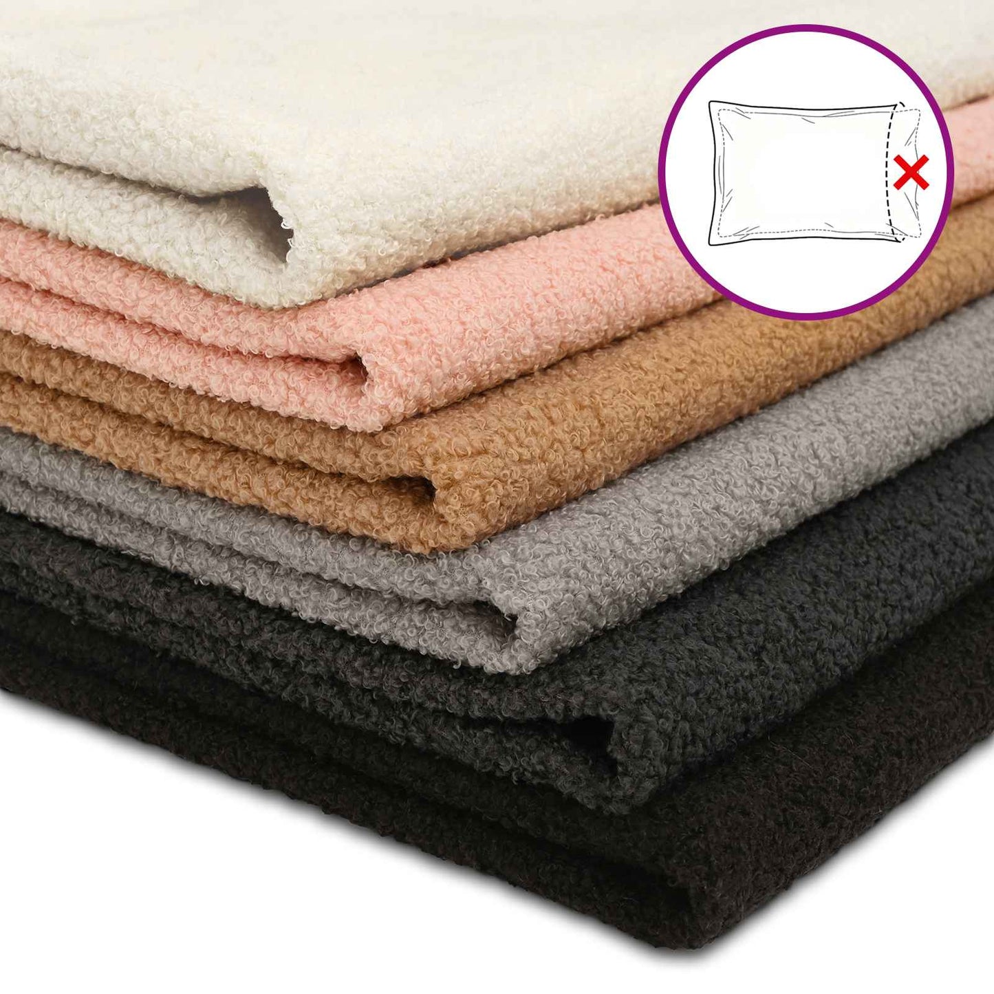 Pudebetræk 6 pcs HOUTEN Beige 50 x 50 cm Bouclé