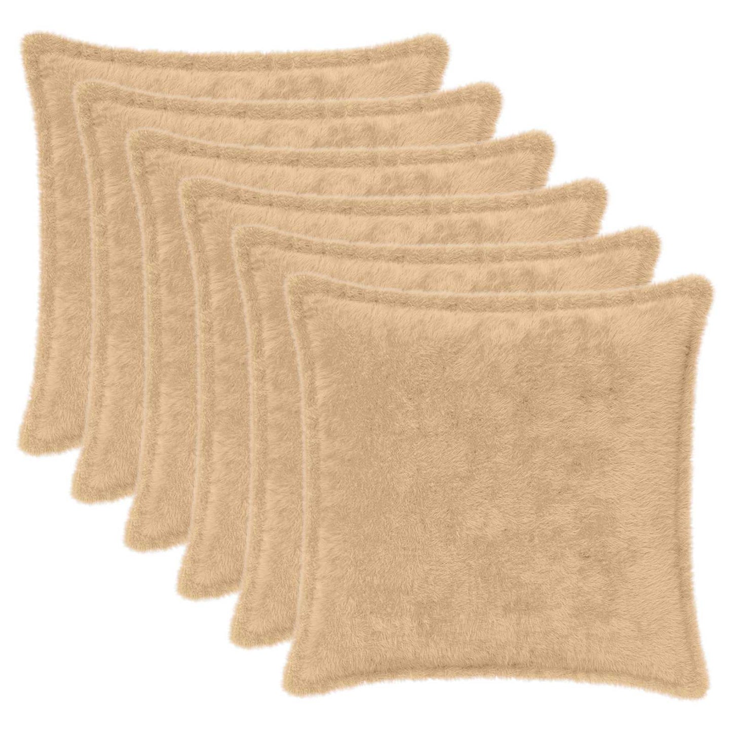 Pudebetræk 6 stk. HOUTEN Cremefarvet 50 x 50 cm Faux Kanin Pels