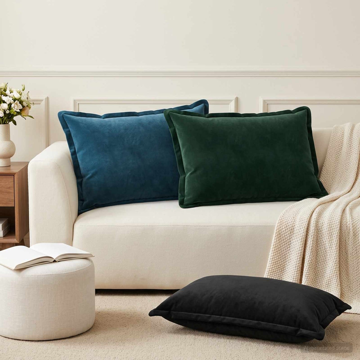 Pude med pude HOUTEN 2 stk. Sort Fløjl