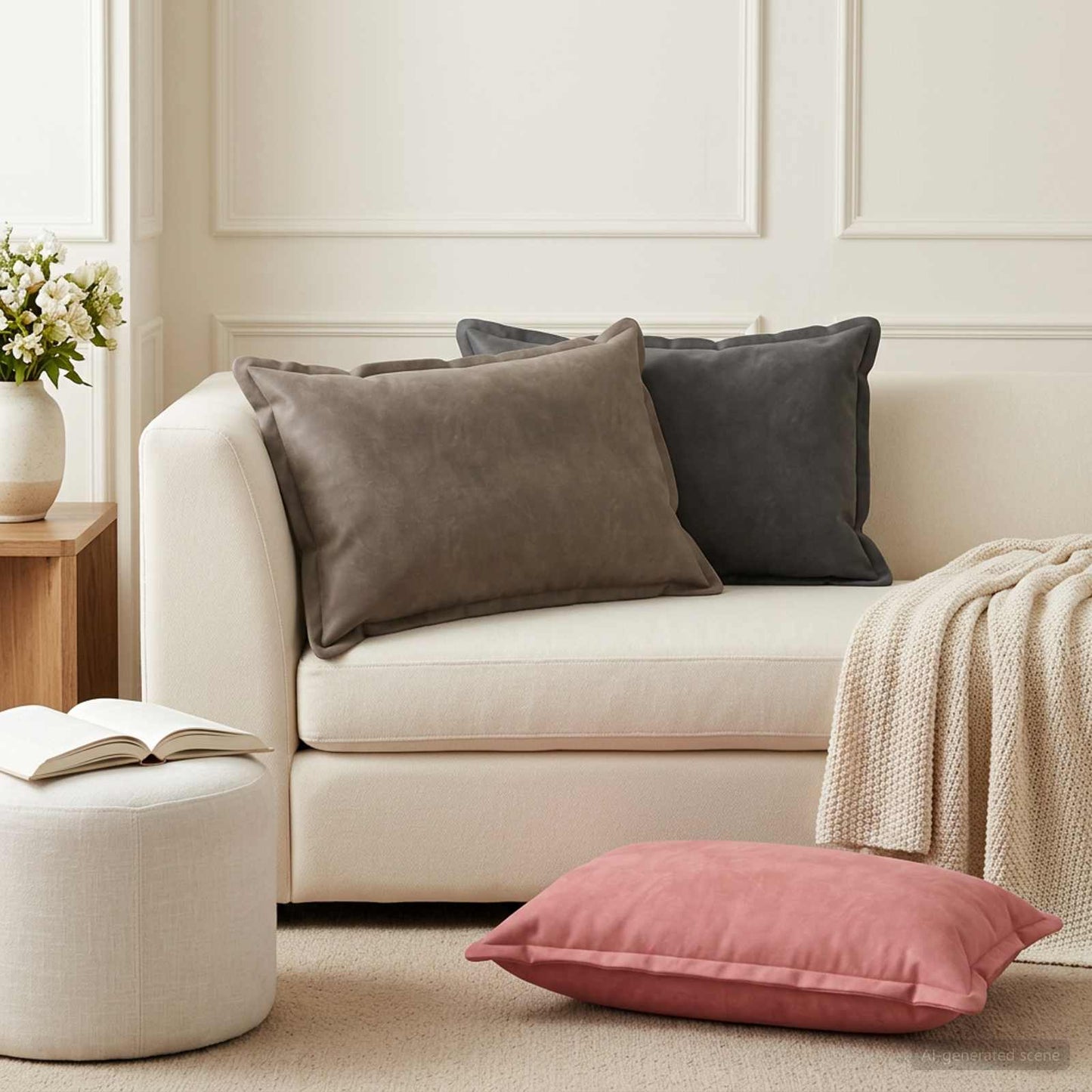 Pudebetræk 6 pcs HOUTEN Lysegrå 50 x 70 cm Fløjl