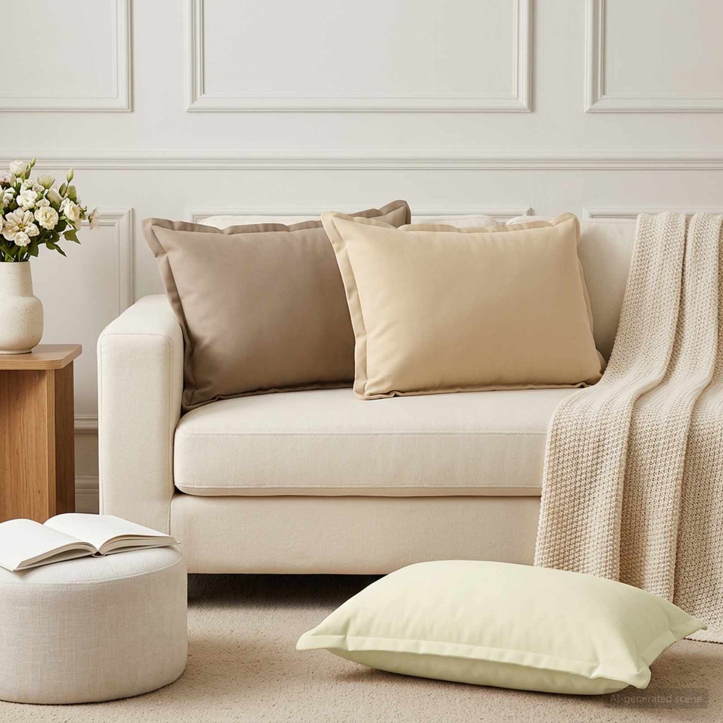 Pudebetræk 6 stk. HOUTEN Beige 50 x 75 cm Polyester