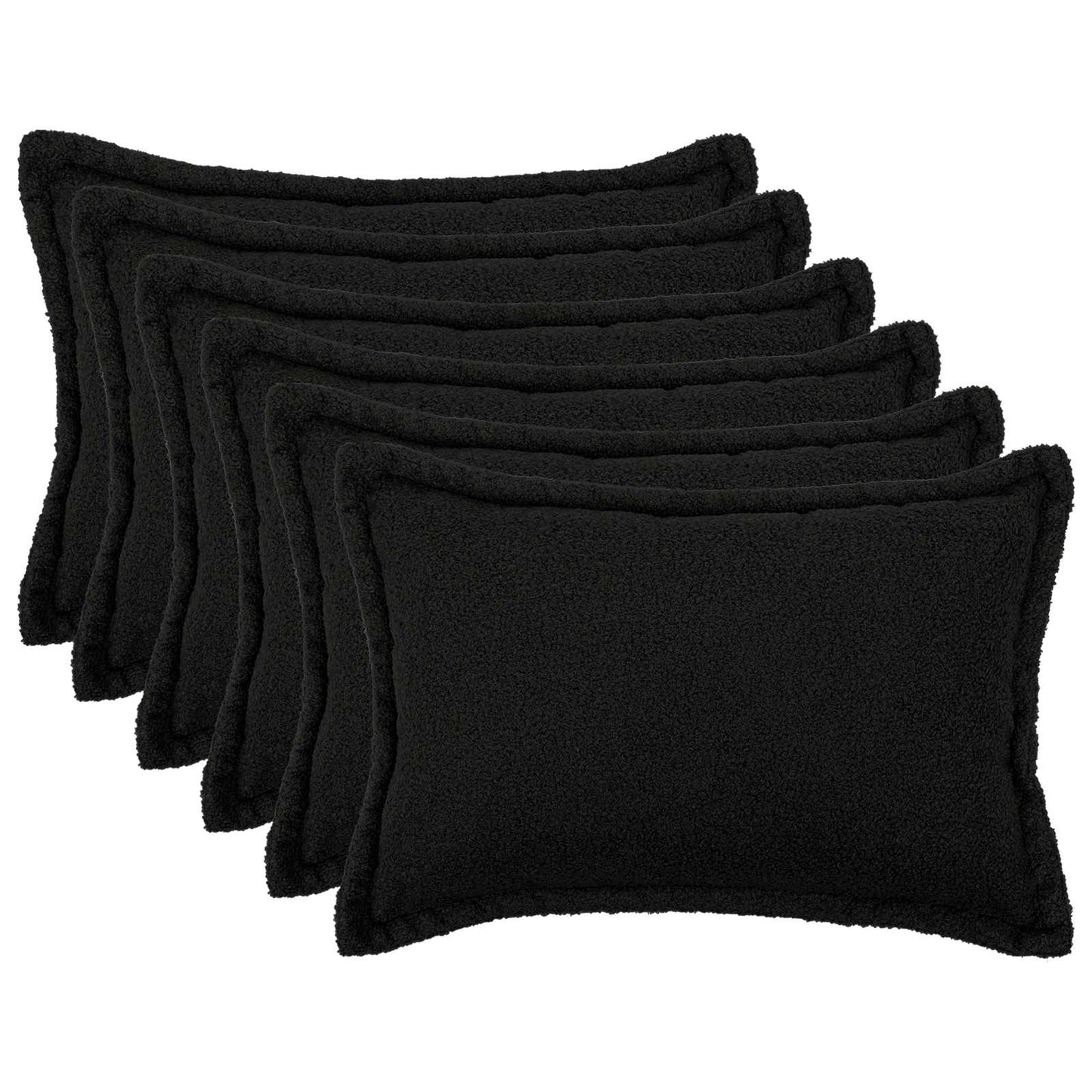 Pudebetræk 6 pcs HOUTEN Sort 50 x 75 cm Bouclé