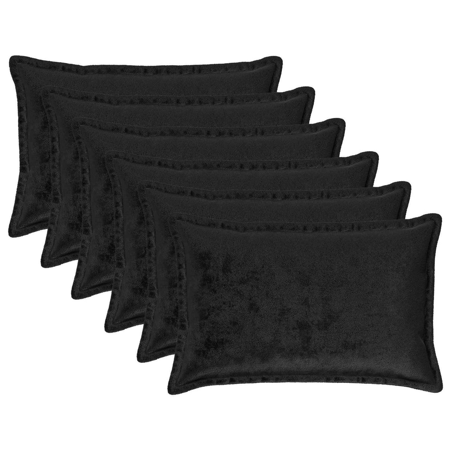 Pudebetræk 6 pcs HOUTEN Sort 50 x 75 cm Flannel