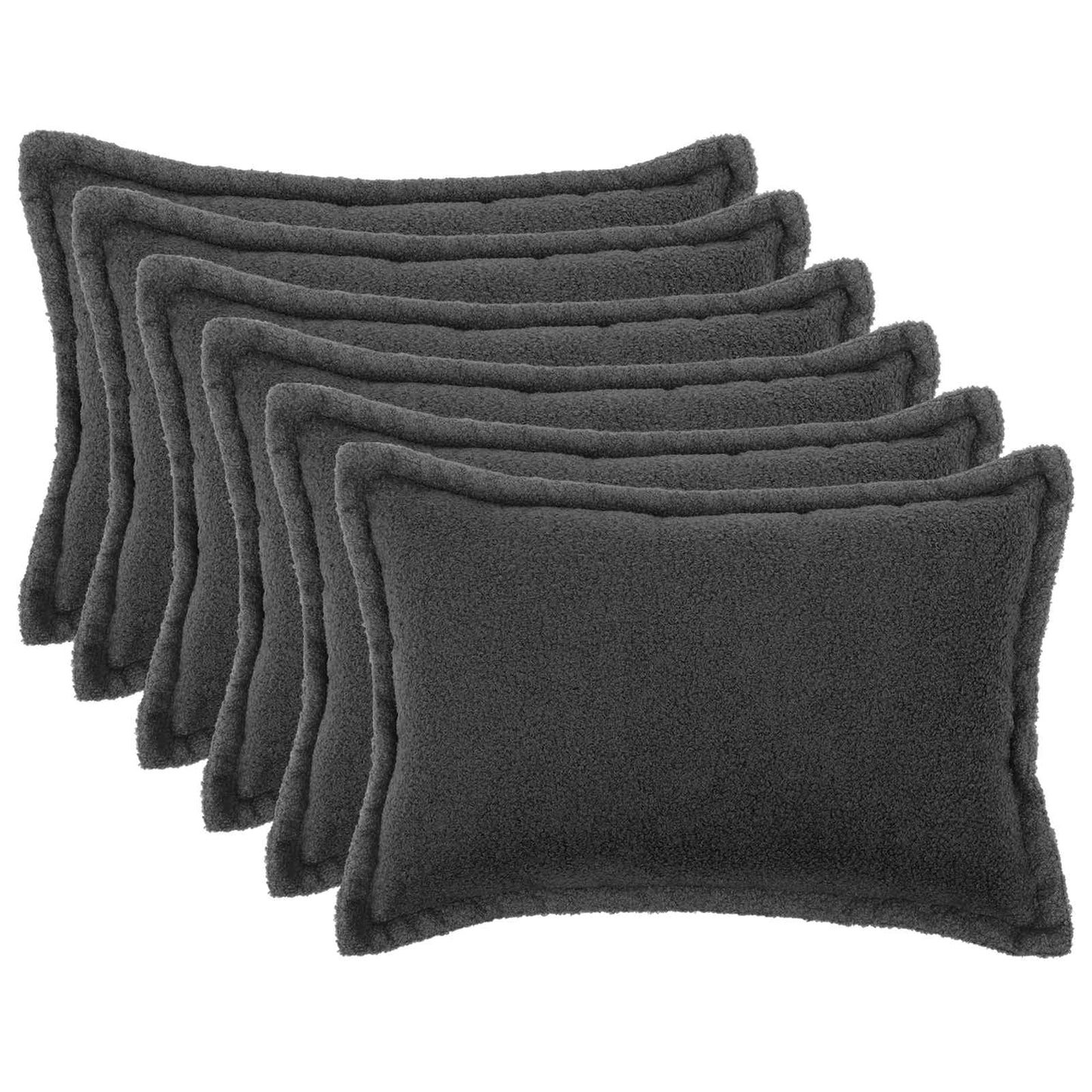 Pudebetræk 6 pcs HOUTEN Mørkegrå 50 x 80 cm Bouclé