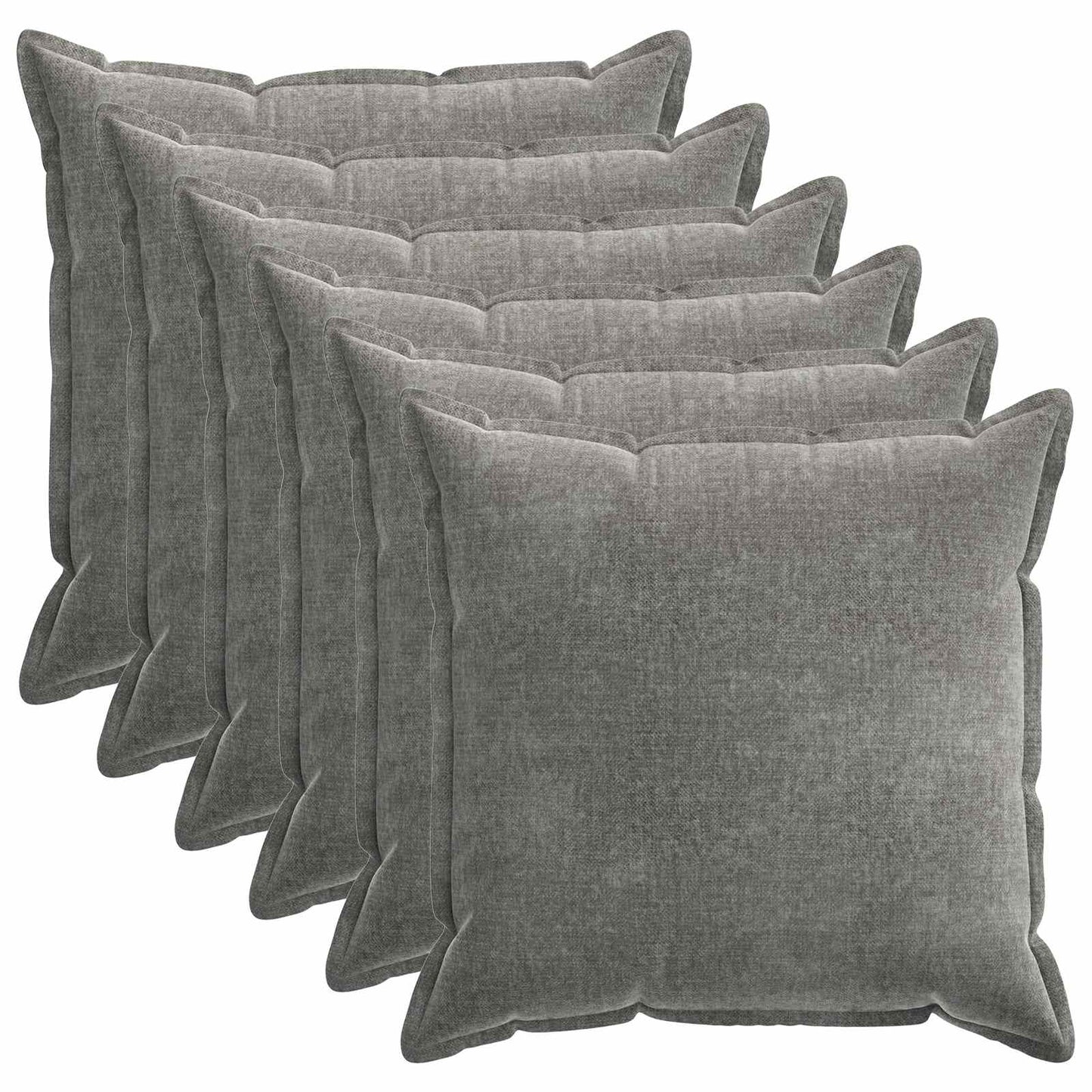 Pudebetræk 6 stk. HOUTEN Mørkegrå 55 x 55 cm Chenille Stof