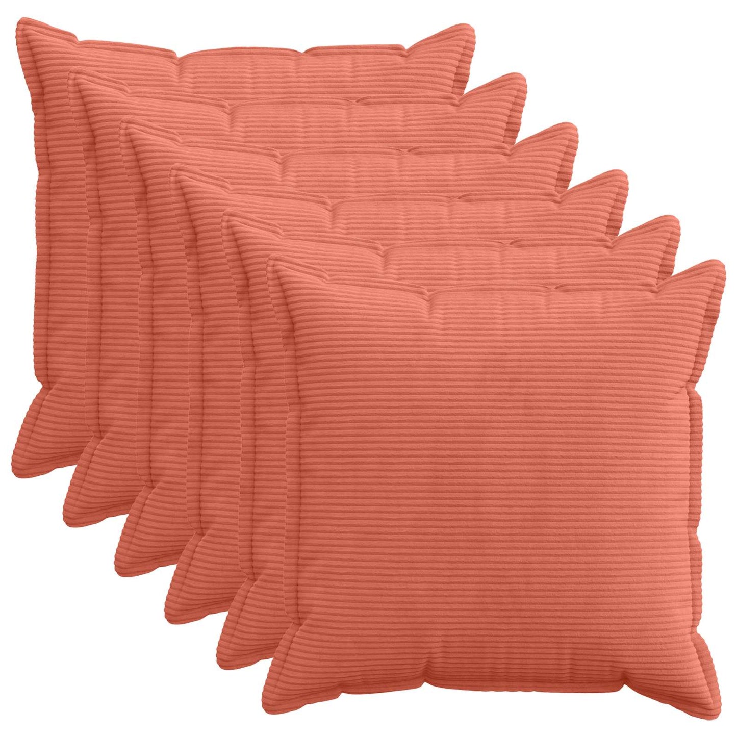 Pudebetræk 6 stk. HOUTEN Rød orange 65 x 65 cm cordfløjl