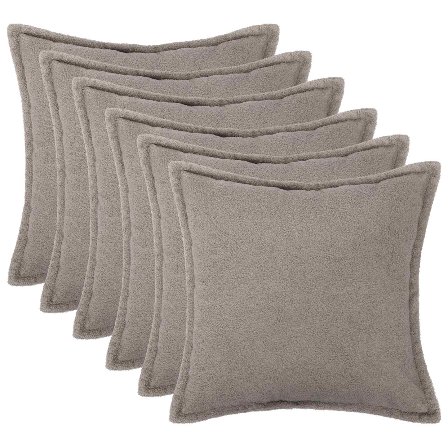 Pudebetræk 6 pcs HOUTEN Lysegrå 65 x 65 cm Bouclé