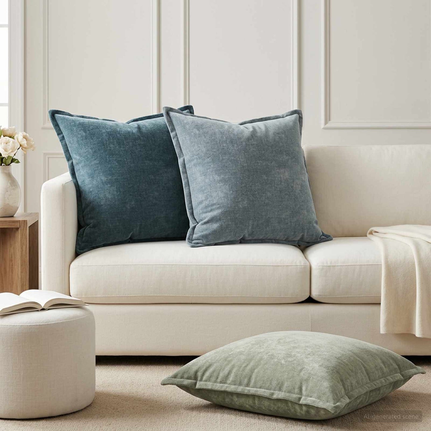 Pudebetræk 2 stk. HOUTEN Grøn 70 x 70 cm Chenille Stof