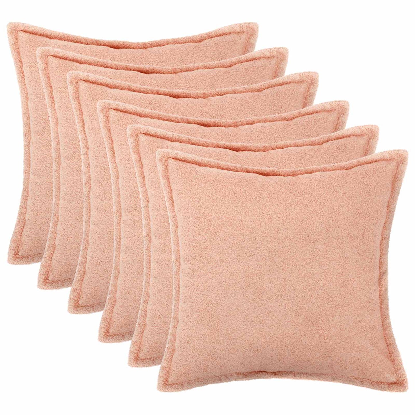 Pudebetræk 6 pcs HOUTEN Lyserød 70 x 70 cm Bouclé