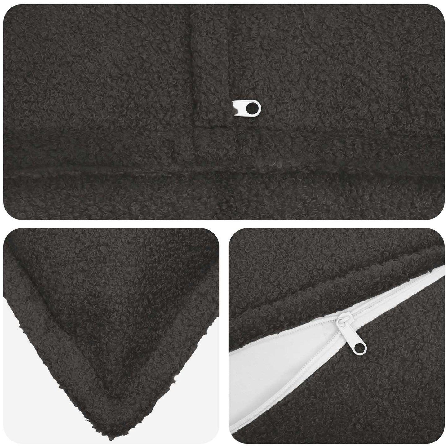 Pudebetræk 6 pcs HOUTEN Mørkegrå 70 x 70 cm Bouclé