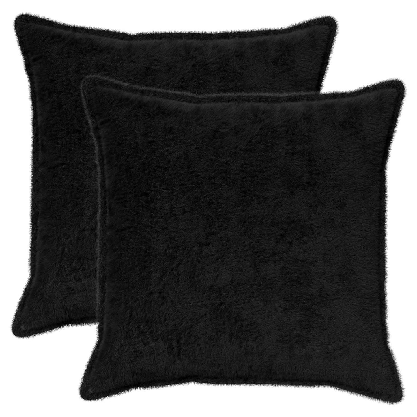 Pudebetræk 2 stk. HOUTEN Sort 70 x 70 cm Faux Kanin Pels