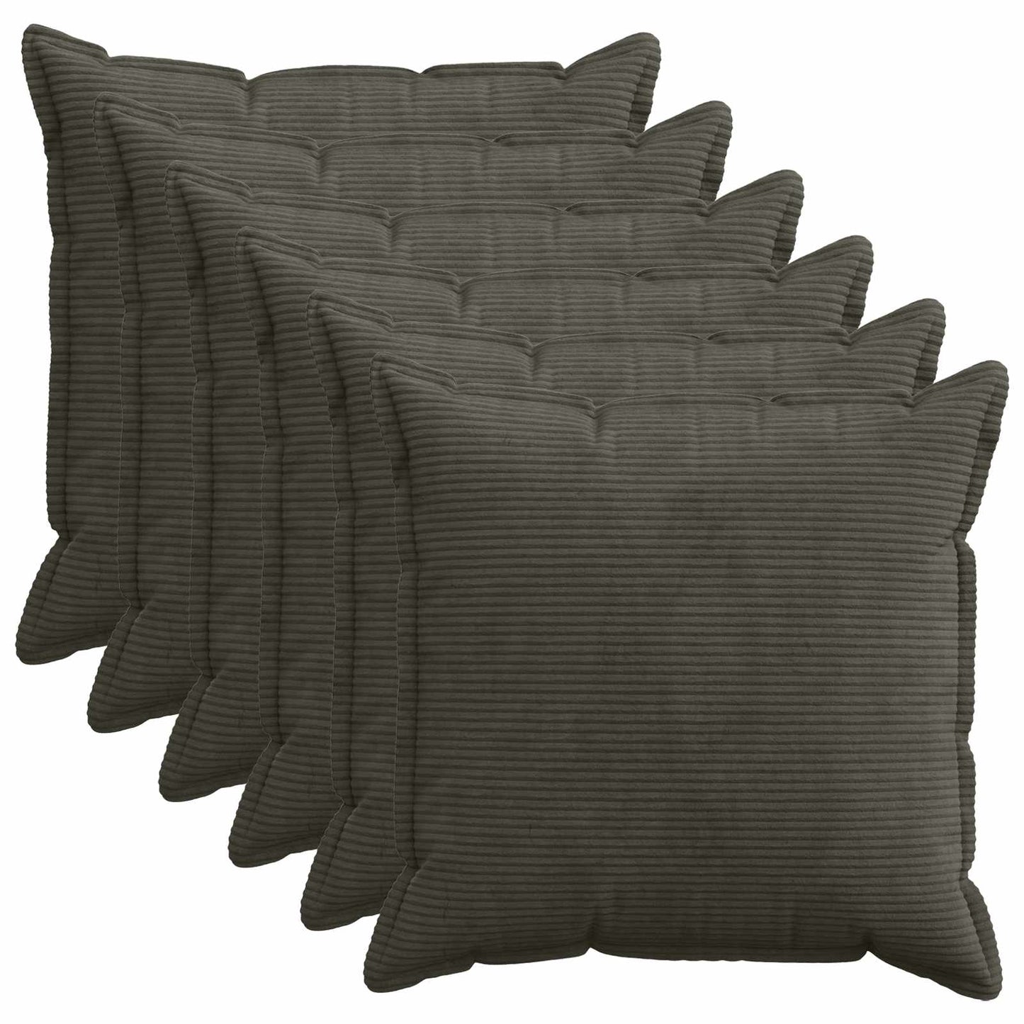 Pudebetræk 6 stk. HOUTEN Antracit 80 x 80 cm cordfløjl