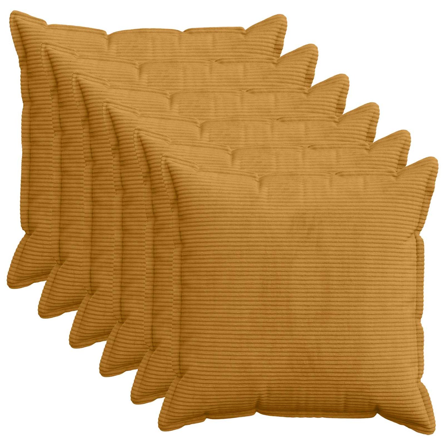 Pudebetræk 6 stk. HOUTEN Gul 80 x 80 cm cordfløjl