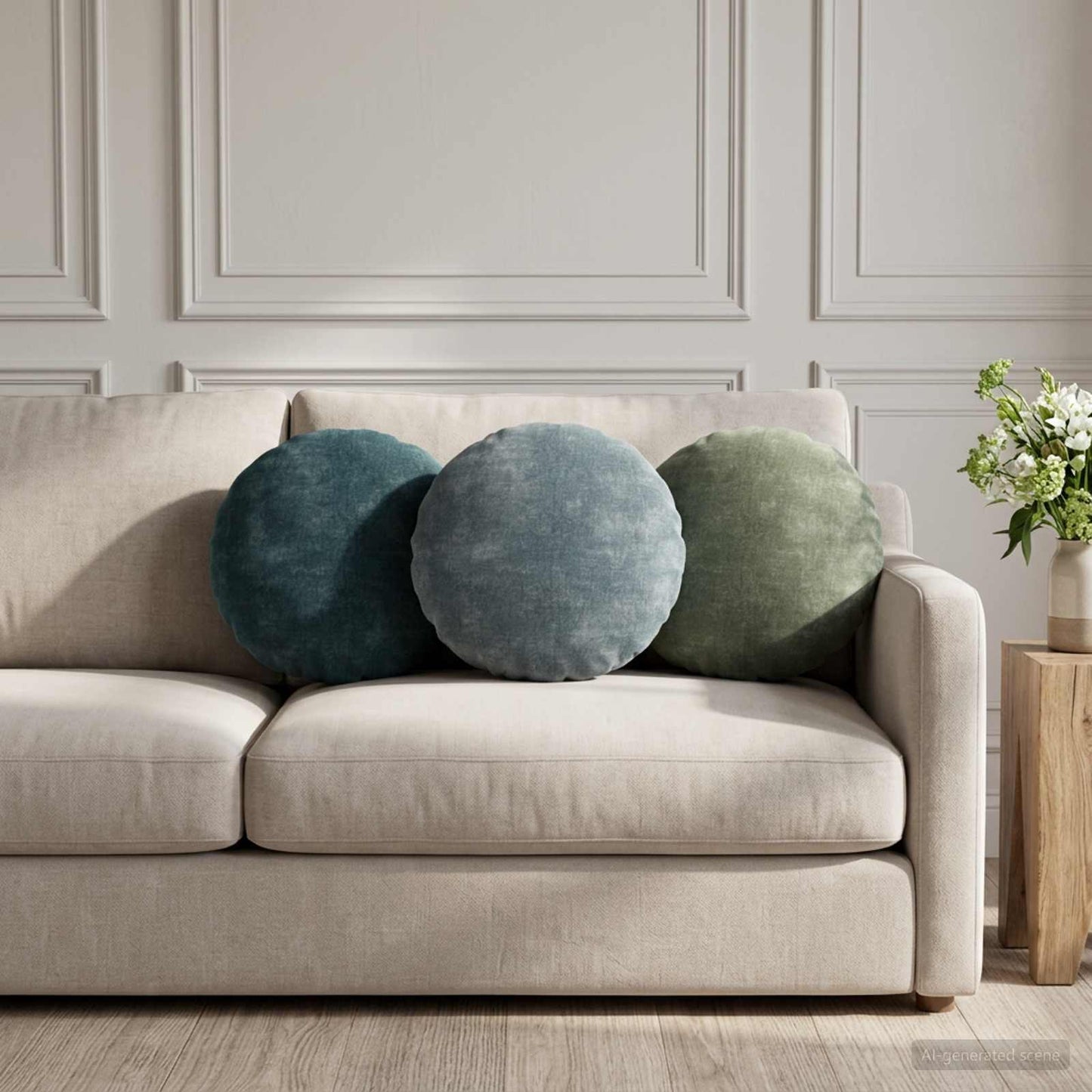 Pudebetræk 6 stk. HEERLEN Grøn Ø 40 cm Chenille Stof