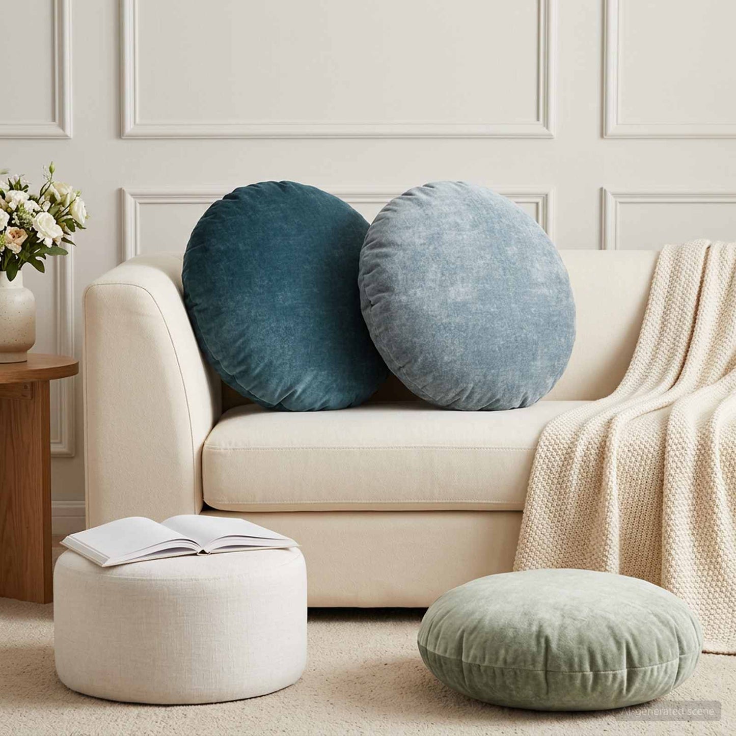 Pudebetræk 6 stk. HEERLEN Grøn Ø 60 cm Chenille Stof
