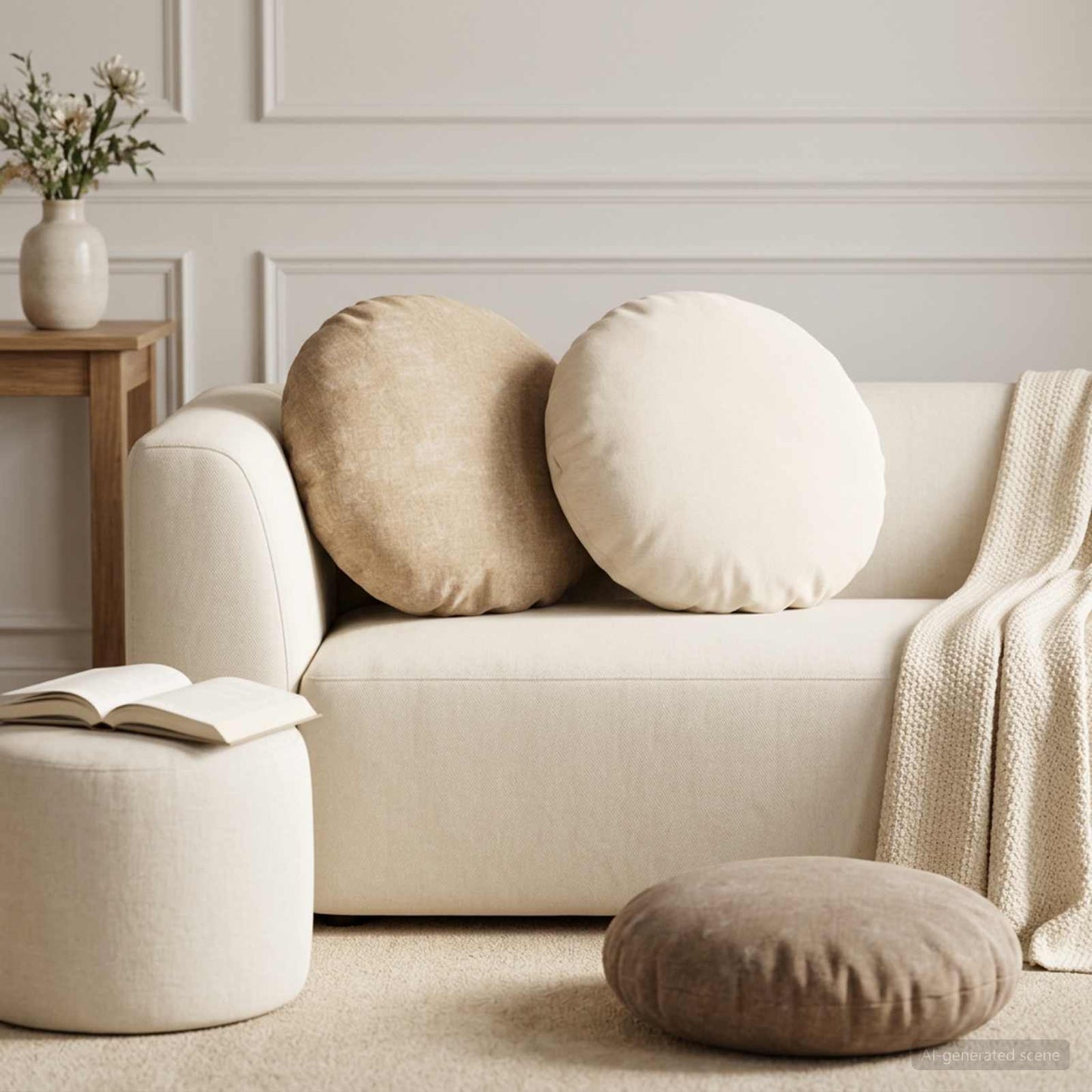 Pudebetræk 6 stk. HEERLEN Brun Ø 60 cm Chenille Stof