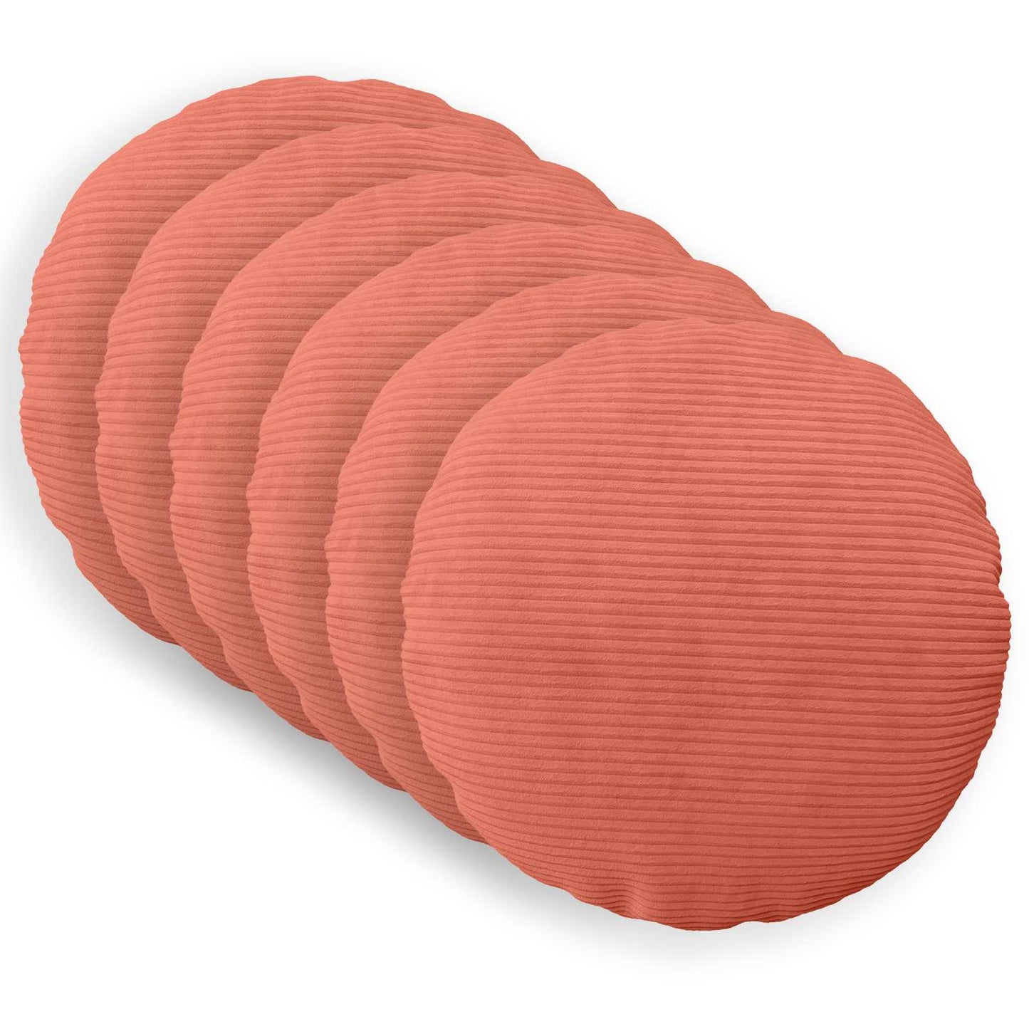 Pudebetræk 6 pcs HEERLEN Rød orange Ø 60 cm cordfløjl
