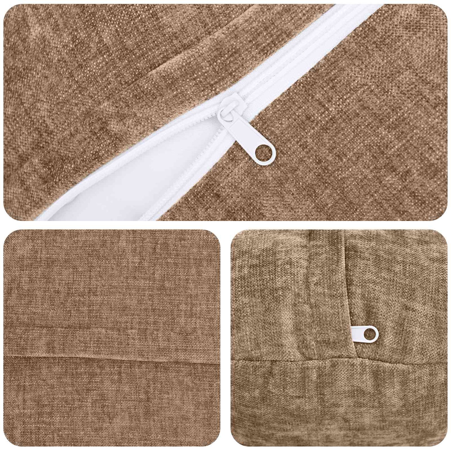 Pudebetræk 6 stk. HEERLEN Brun Ø 60 cm Chenille Stof