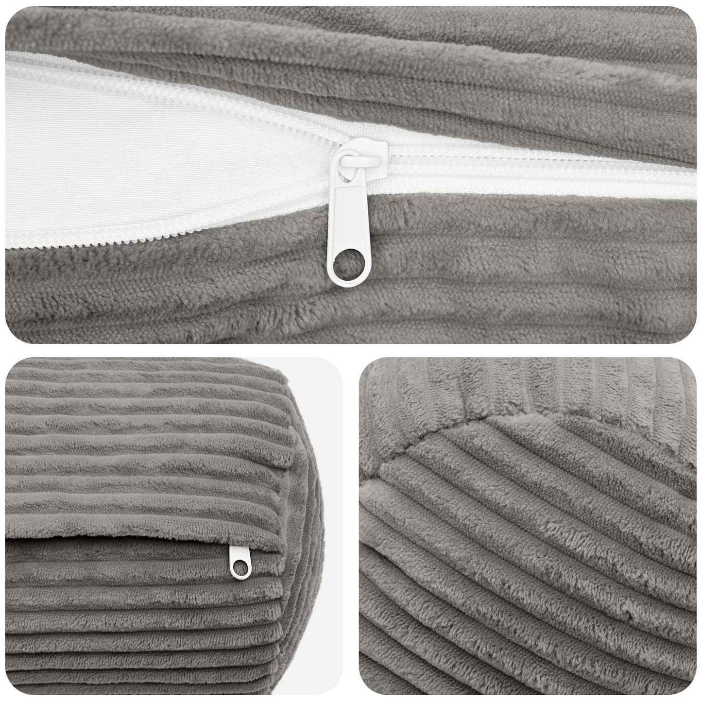 Pudebetræk 6 pcs HEERLEN Lysegrå Ø 15 x 40 cm cordfløjl