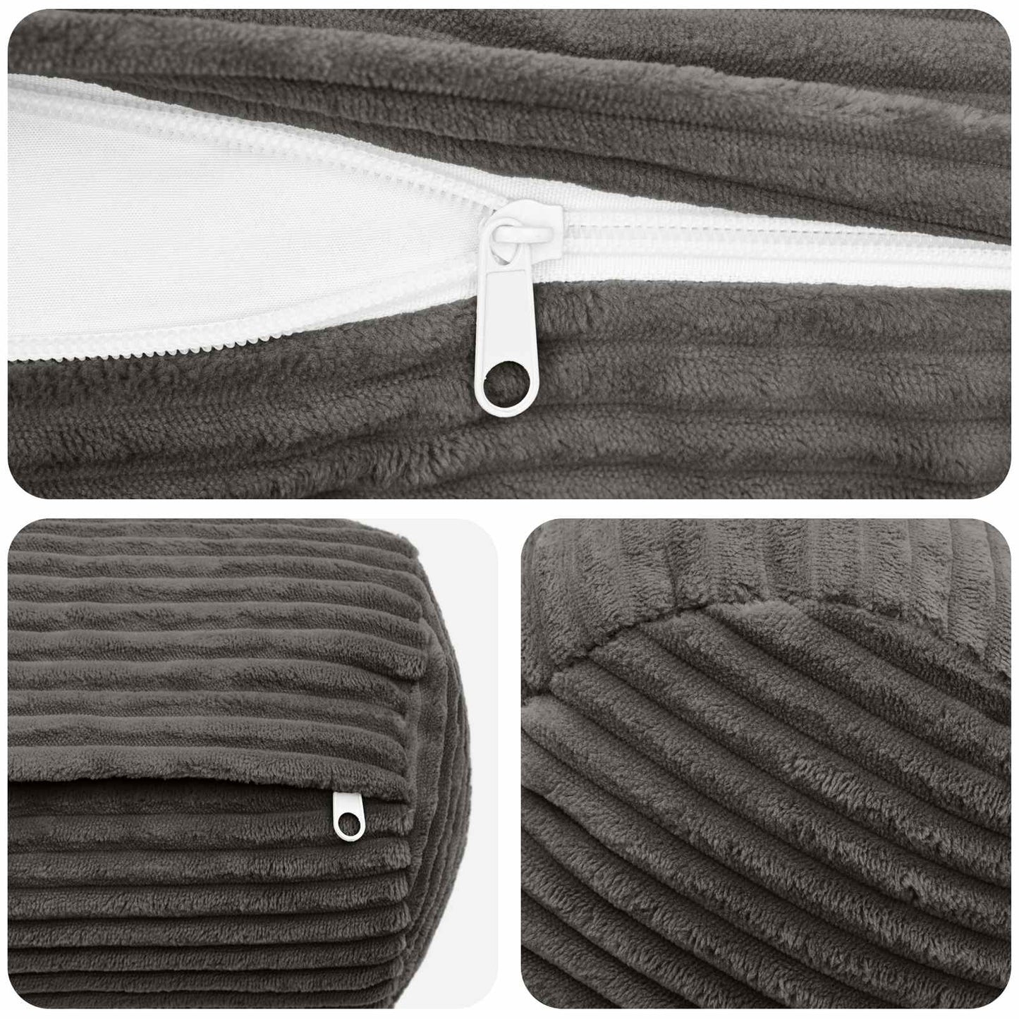 Pudebetræk 2 pcs HEERLEN Mørkegrå Ø 15 x 40 cm cordfløjl