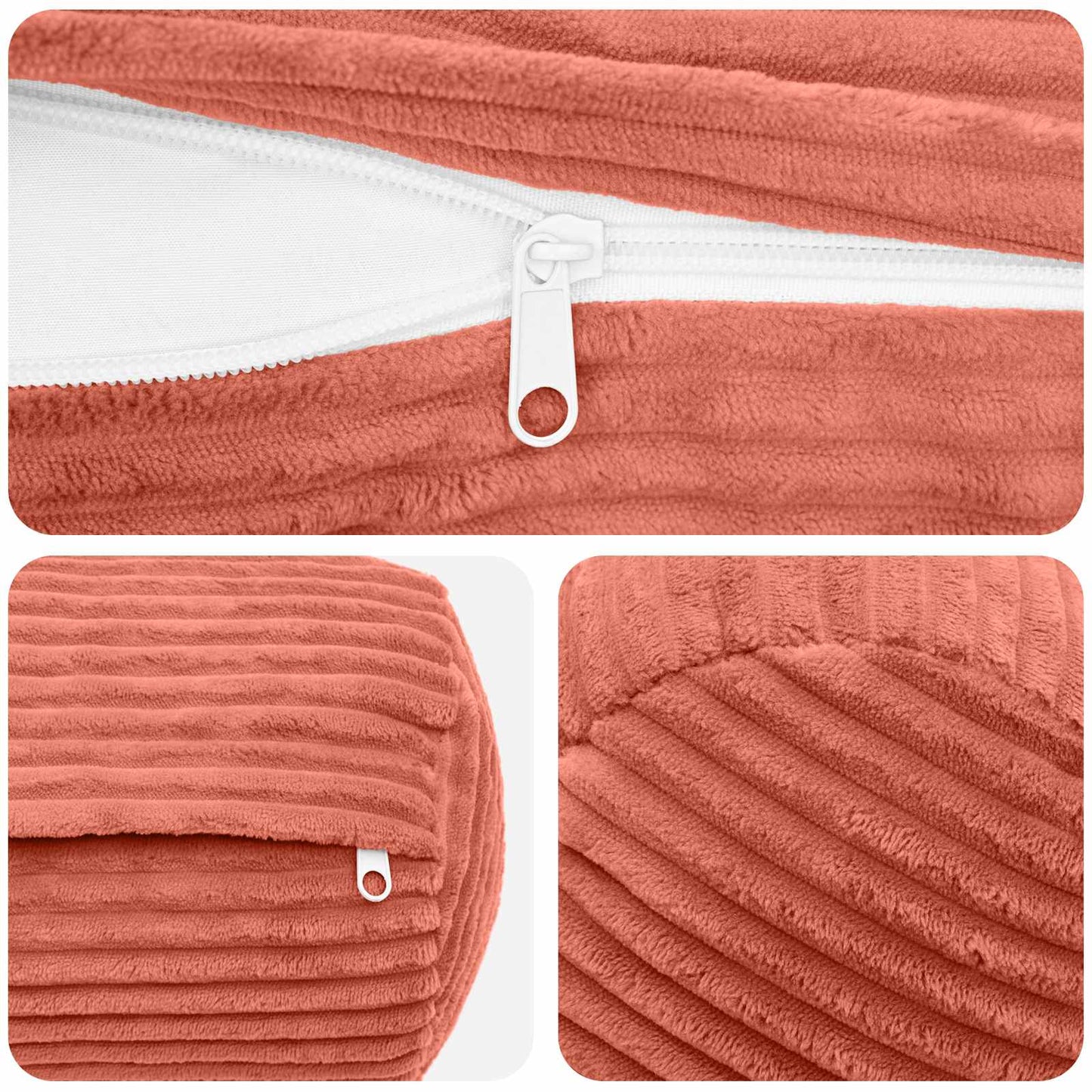 Pudebetræk 2 pcs HEERLEN Rød orange Ø 15 x 40 cm cordfløjl