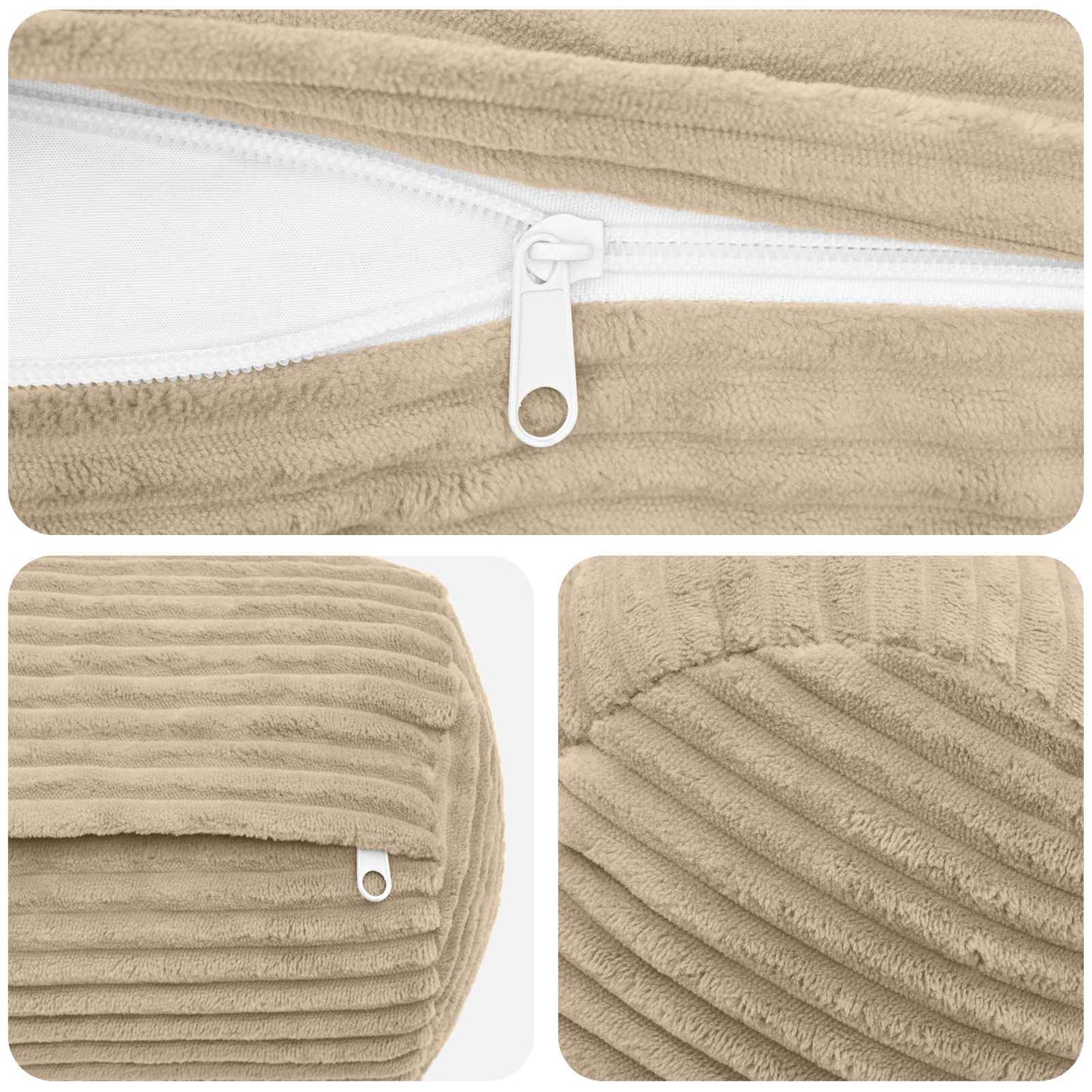 Pudebetræk 2 pcs HEERLEN Gråbrun Ø 15 x 40 cm cordfløjl