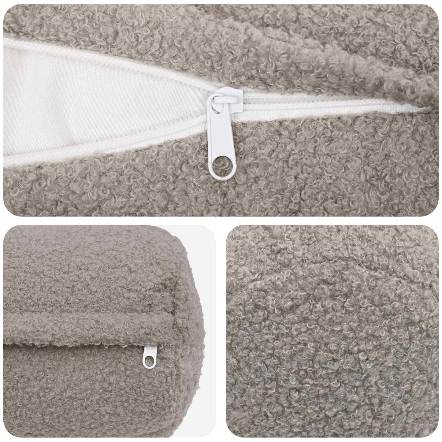 Pudebetræk 2 pcs HEERLEN Lysegrå Ø 15 x 40 cm Bouclé